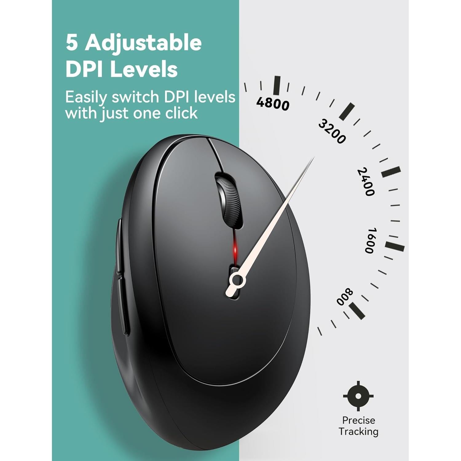 Ratón Ergonómico TECKNET Inalámbrico 4800 DPI Negro