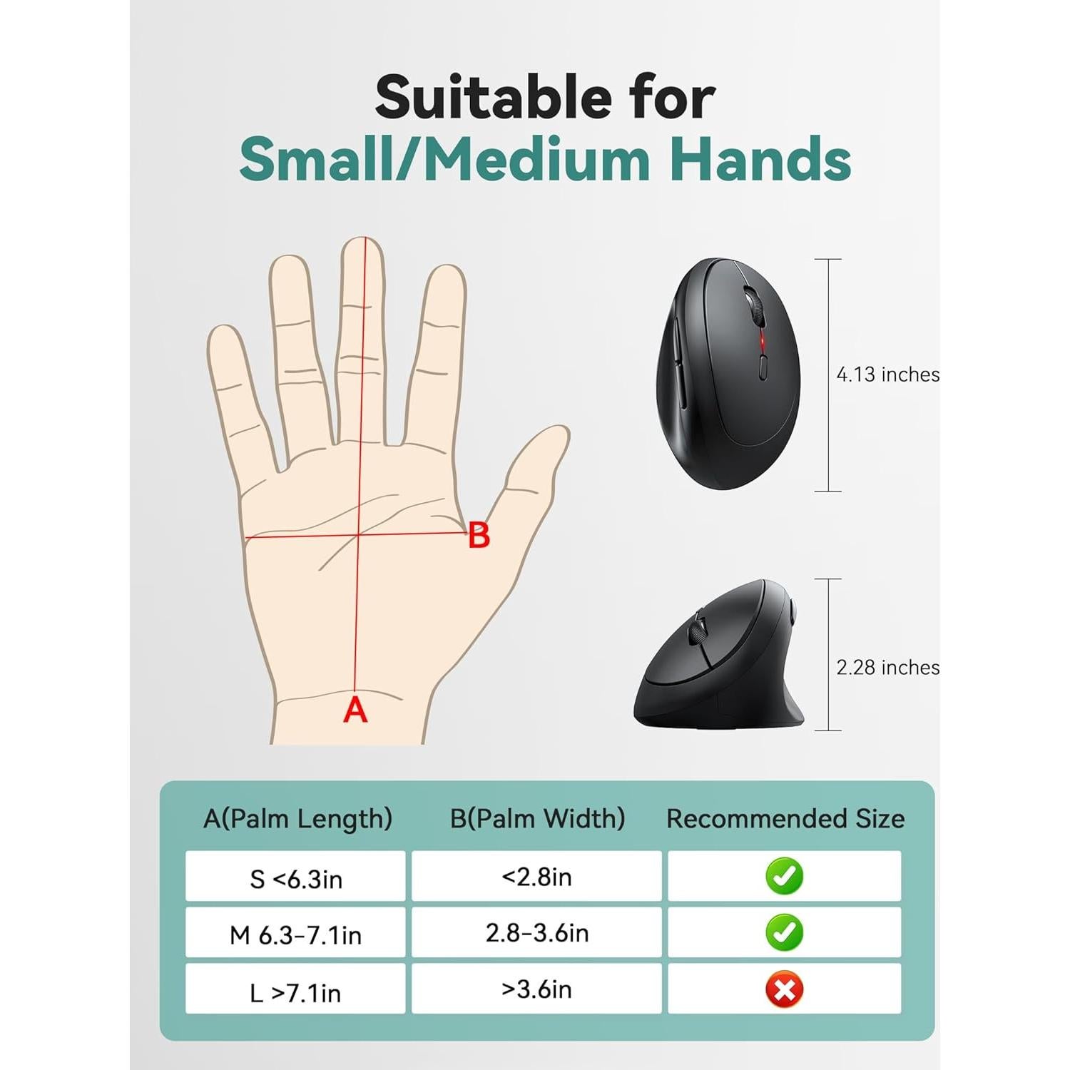 Ratón Ergonómico TECKNET Inalámbrico 4800 DPI Negro