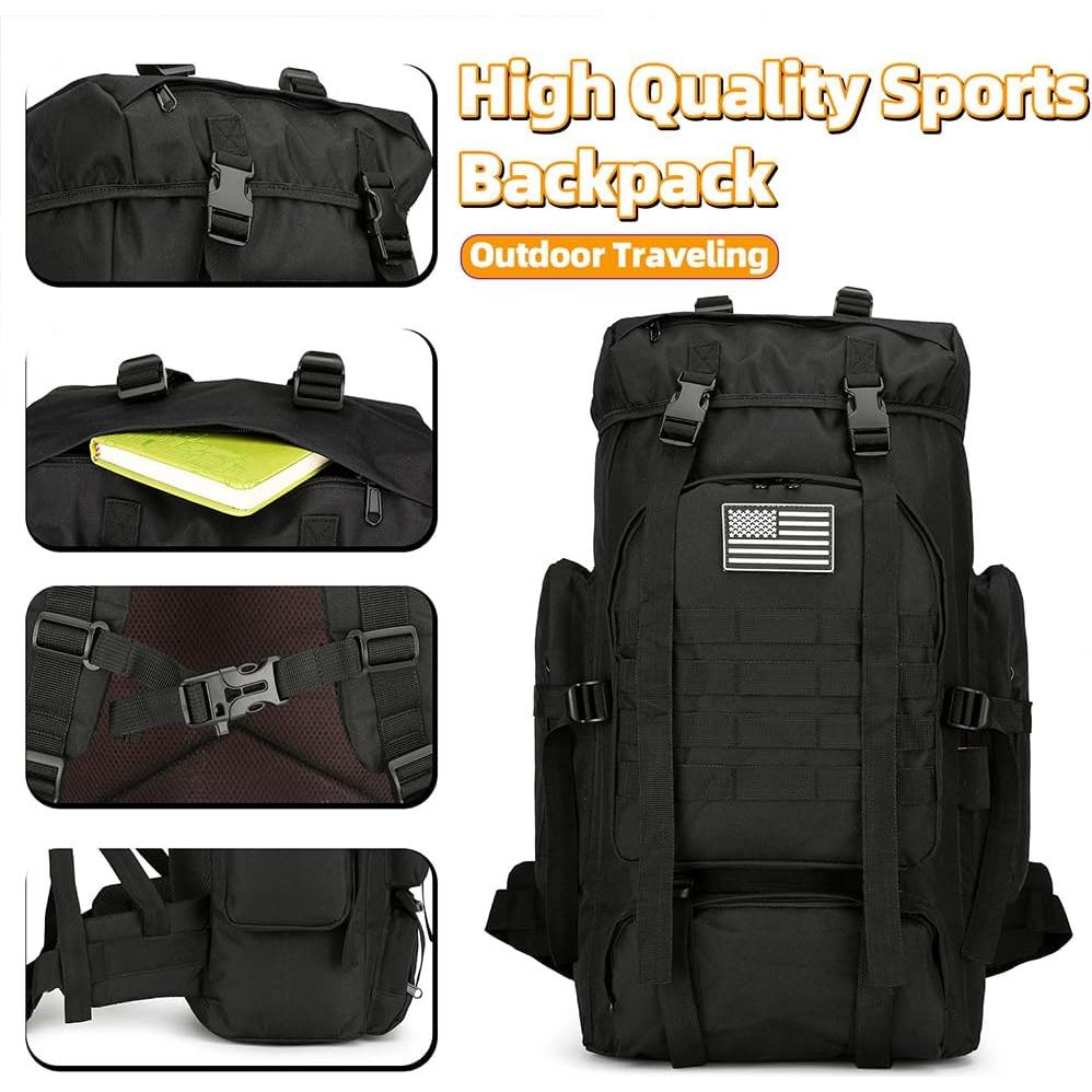 Mochila de Senderismo 45L Impermeable Ultraligera Negra