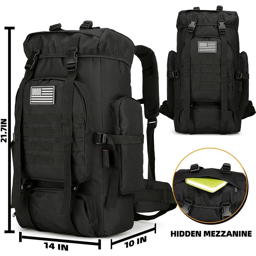 Mochila de Senderismo 45L Impermeable Ultraligera Negra