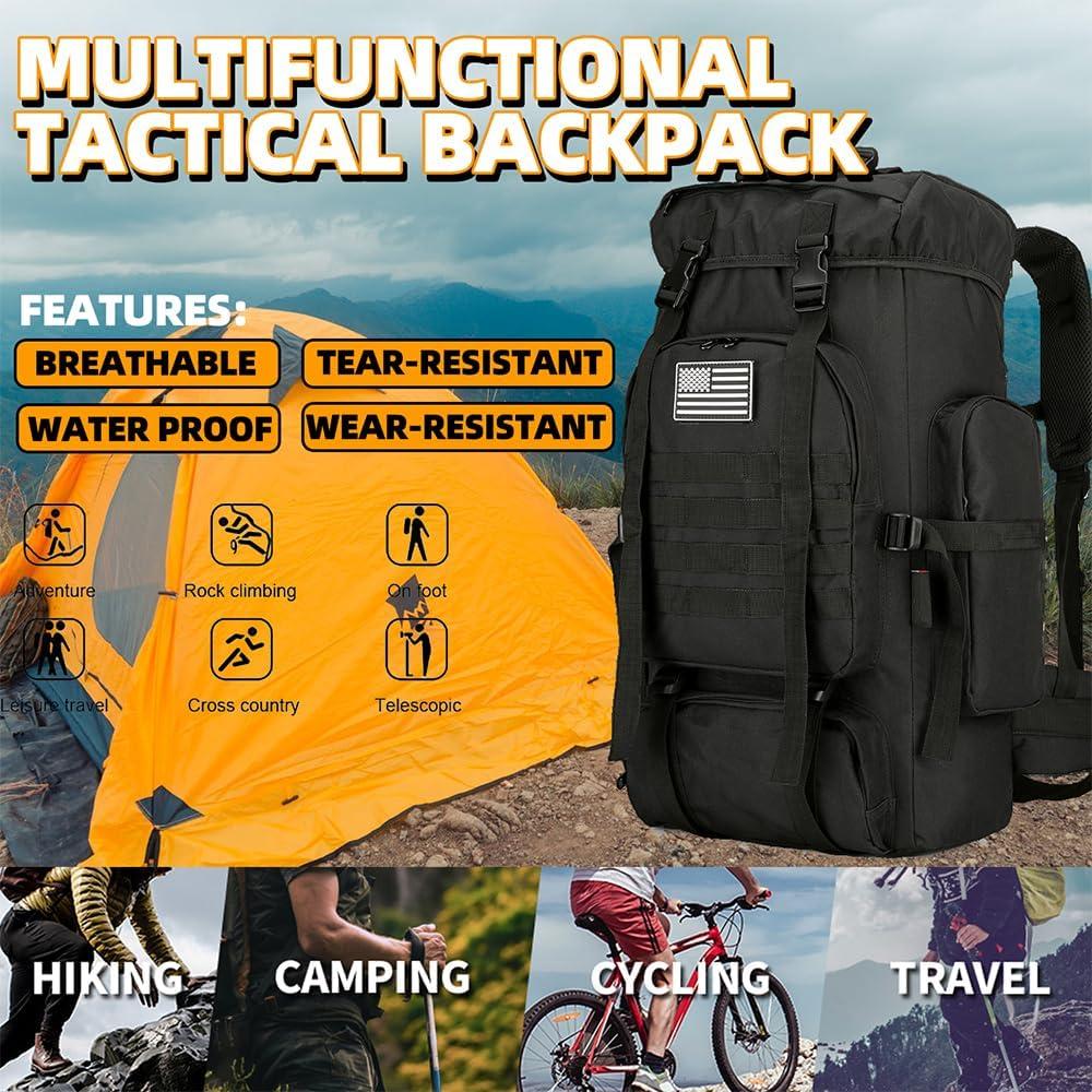 Mochila de Senderismo 45L Impermeable Ultraligera Negra