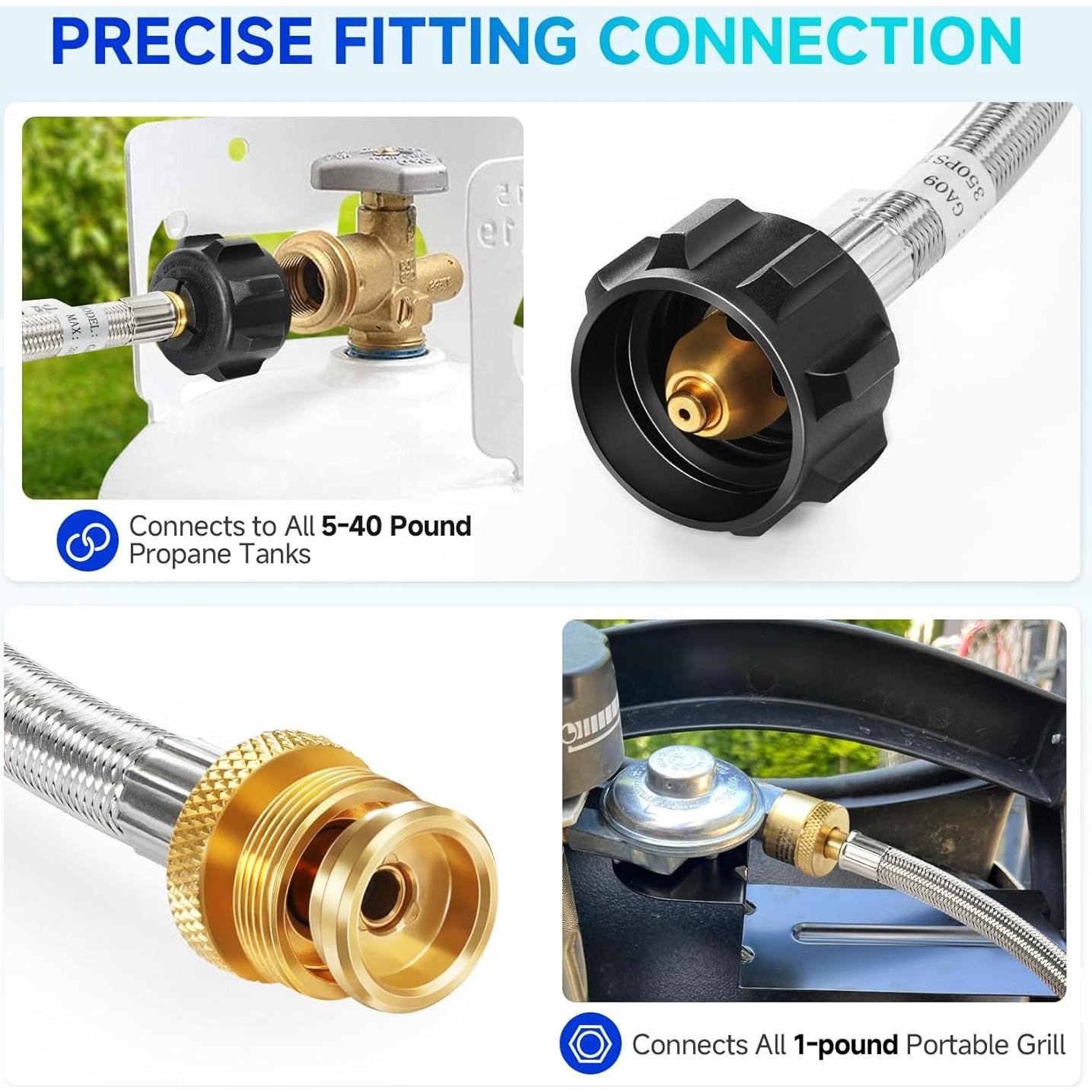 Manguera de Propano GasSaf 1.22m con Adaptador QCC1