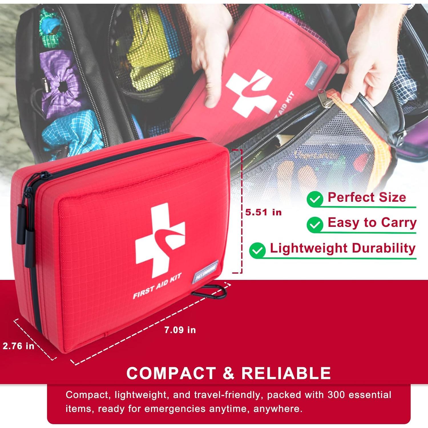 Kit de Primeros Auxilios Compacto 300 PCS Pasenhome - Rojo