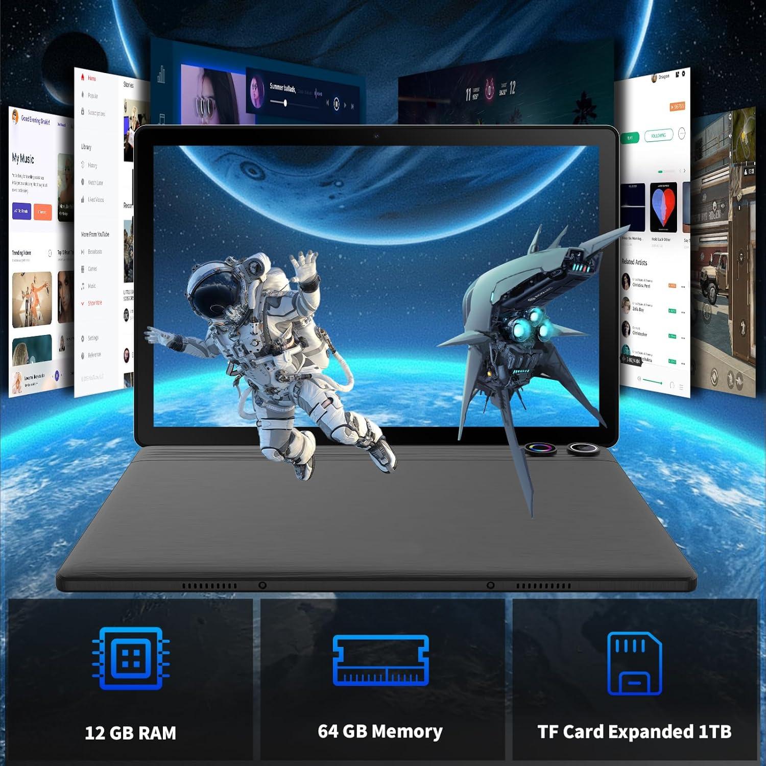 Tableta Android Jeazans 10.1" 12GB RAM 64GB Almacenamiento