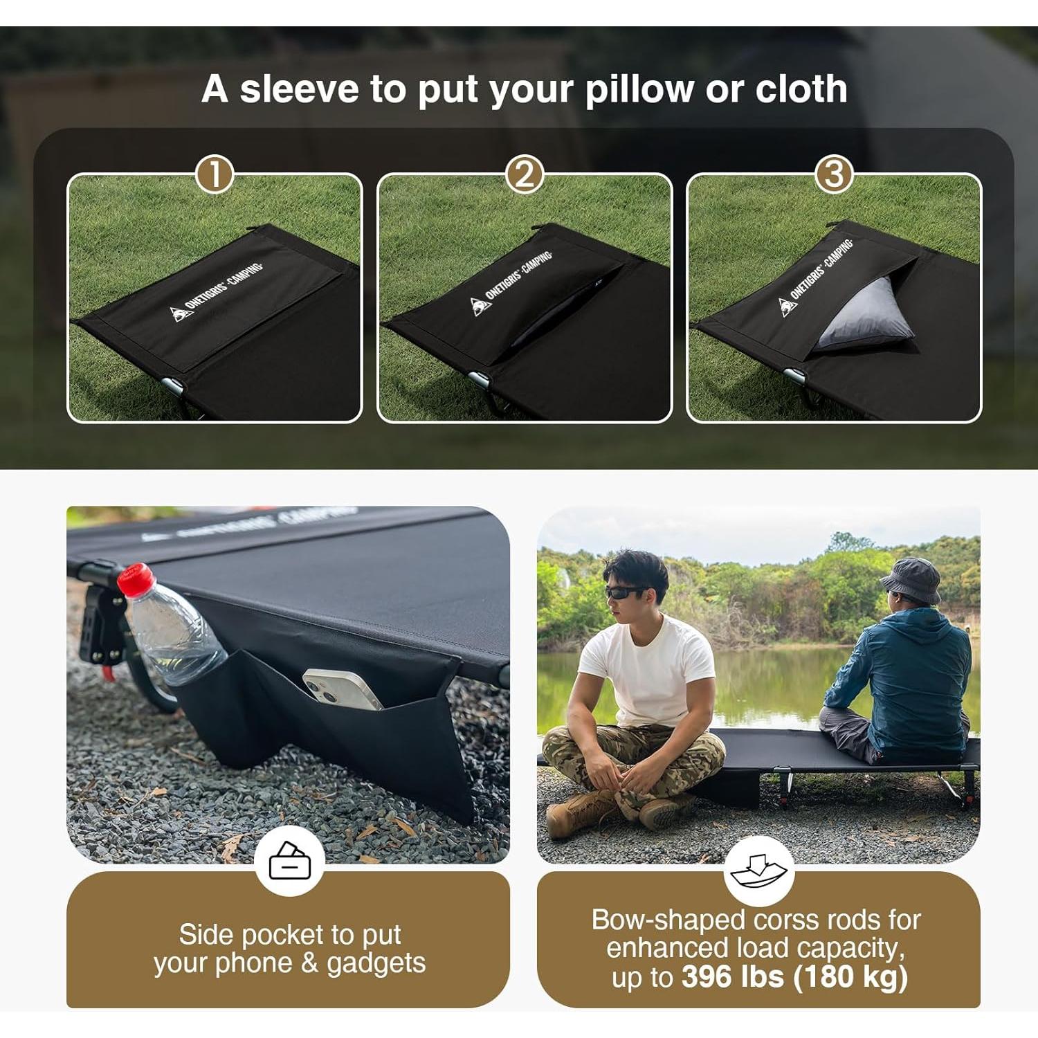 Cama de Camping OneTigris SUPRAGRIS Plegable 190x70cm 400lbs