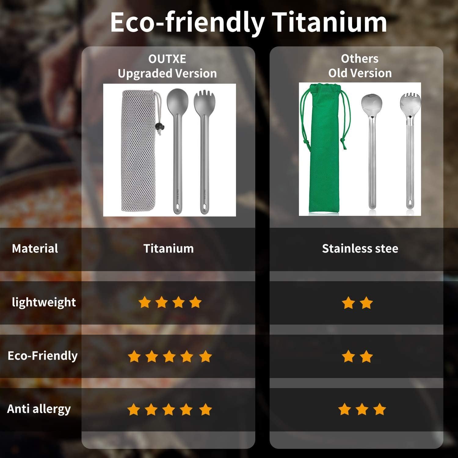 Set de Cuchara y Spork de Titanio OUTXE 22 cm Camping