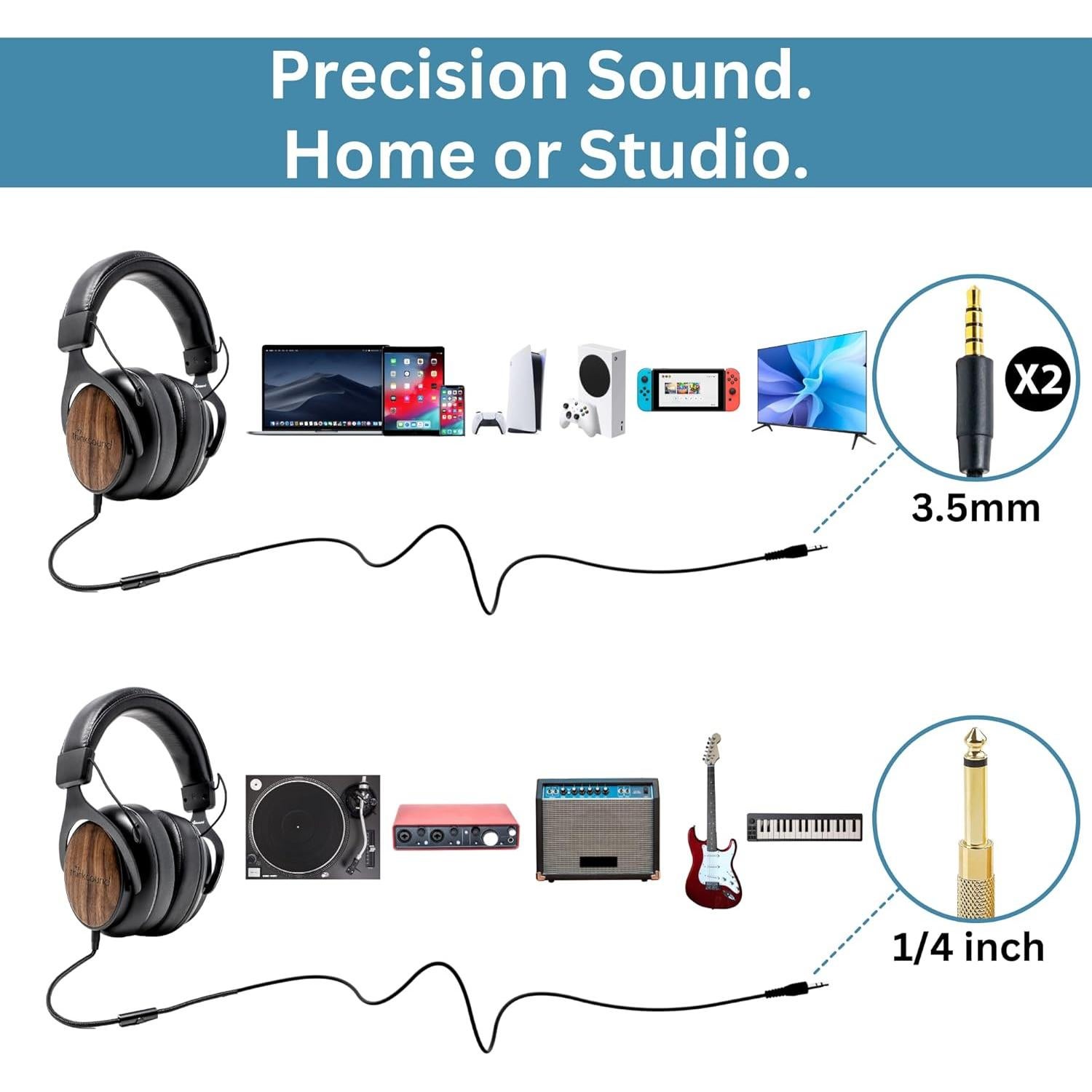 Auriculares Thinksound ov21 - Sobre la oreja, 45mm, cable desmontable