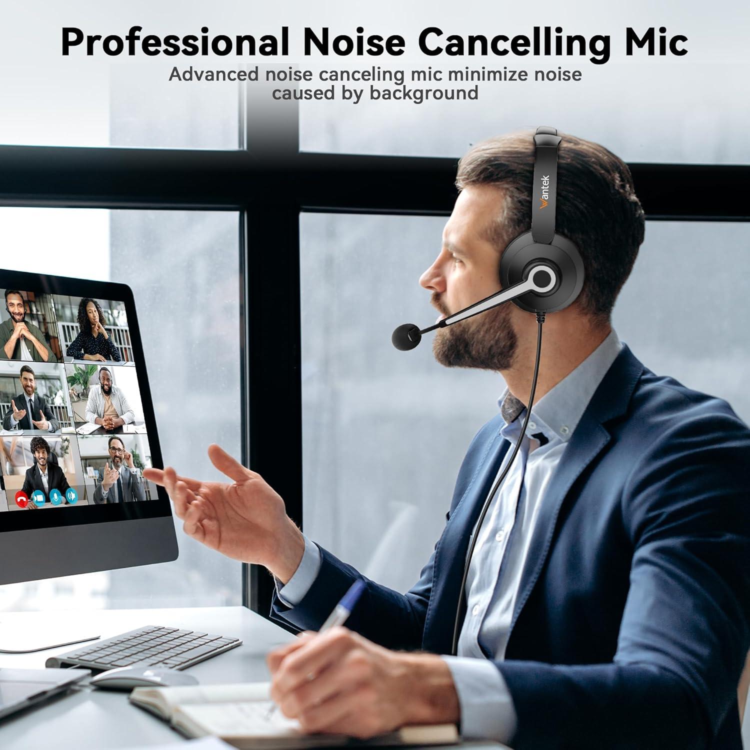 Auriculares USB y 3.5mm Wantek 786FNUSB con micrófono y cancelación de ruido