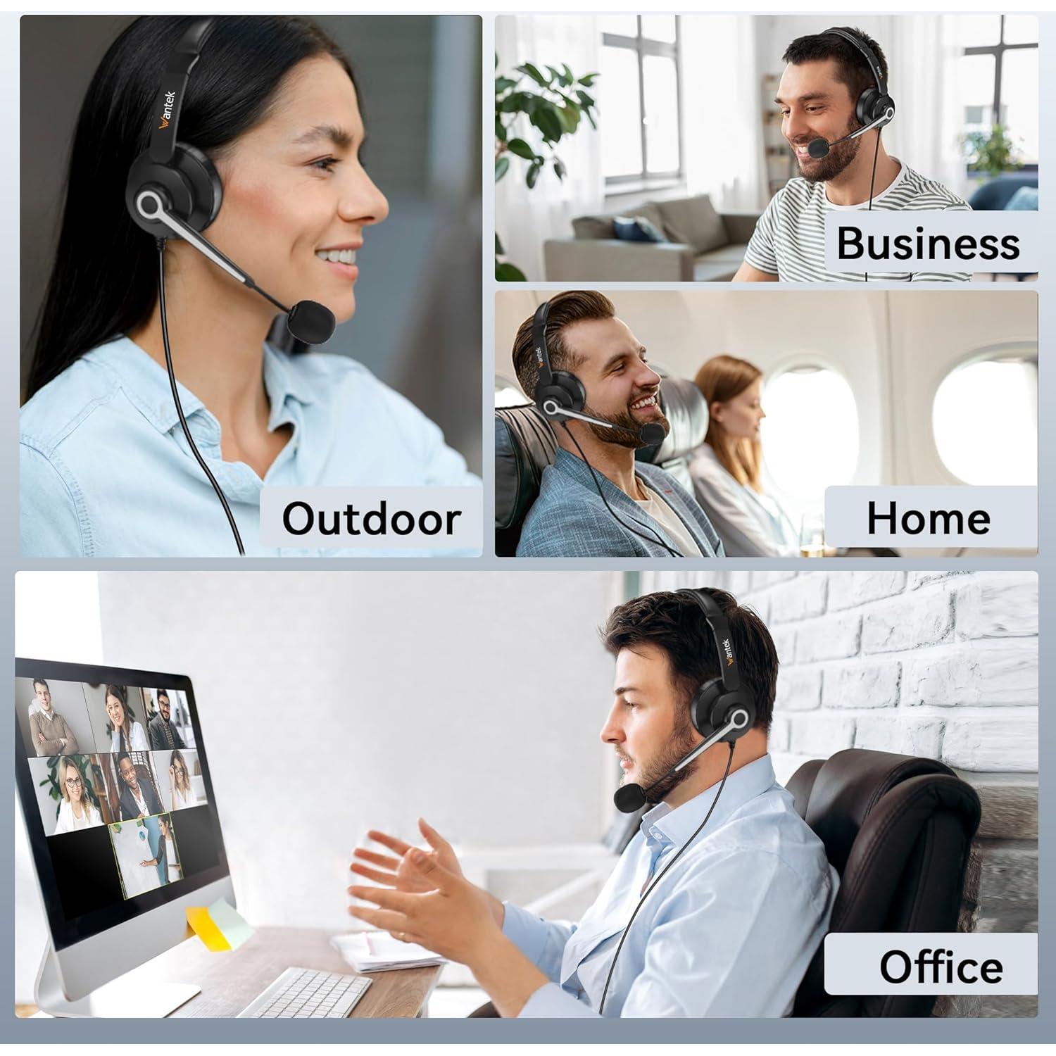 Auriculares USB y 3.5mm Wantek 786FNUSB con micrófono y cancelación de ruido