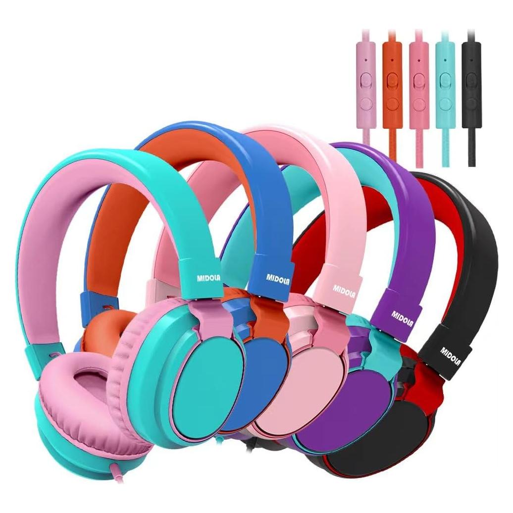 Auriculares para Niños MIDOLA H01 - Paquete de 5 Colores, Volumen Limitado