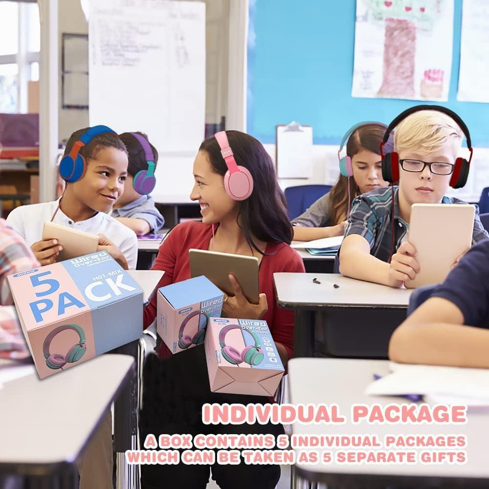 Auriculares para Niños MIDOLA H01 - Paquete de 5 Colores, Volumen Limitado