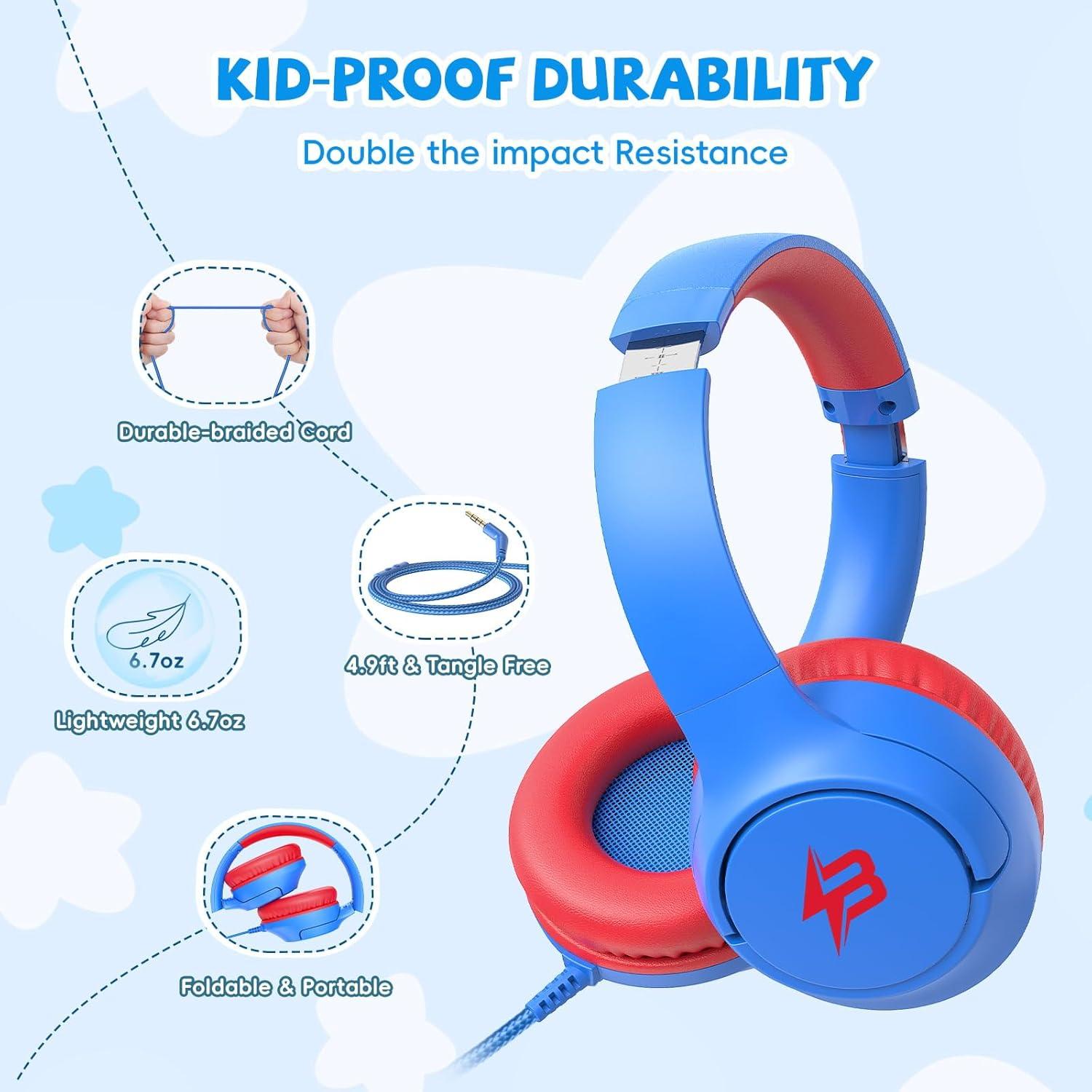 Auriculares para Niños Botesty Ivy Azul con Micrófono 85dB