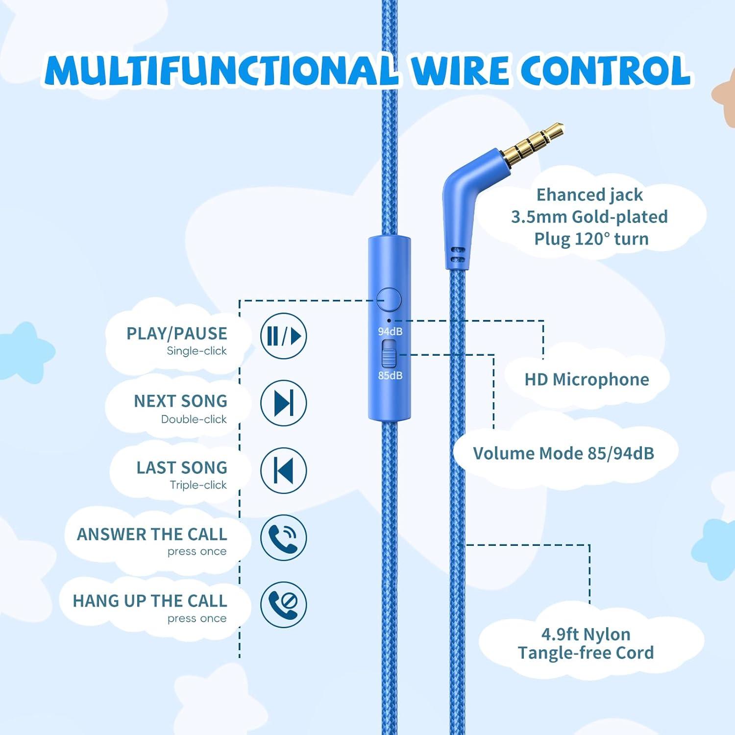 Auriculares para Niños Botesty Ivy Azul con Micrófono 85dB