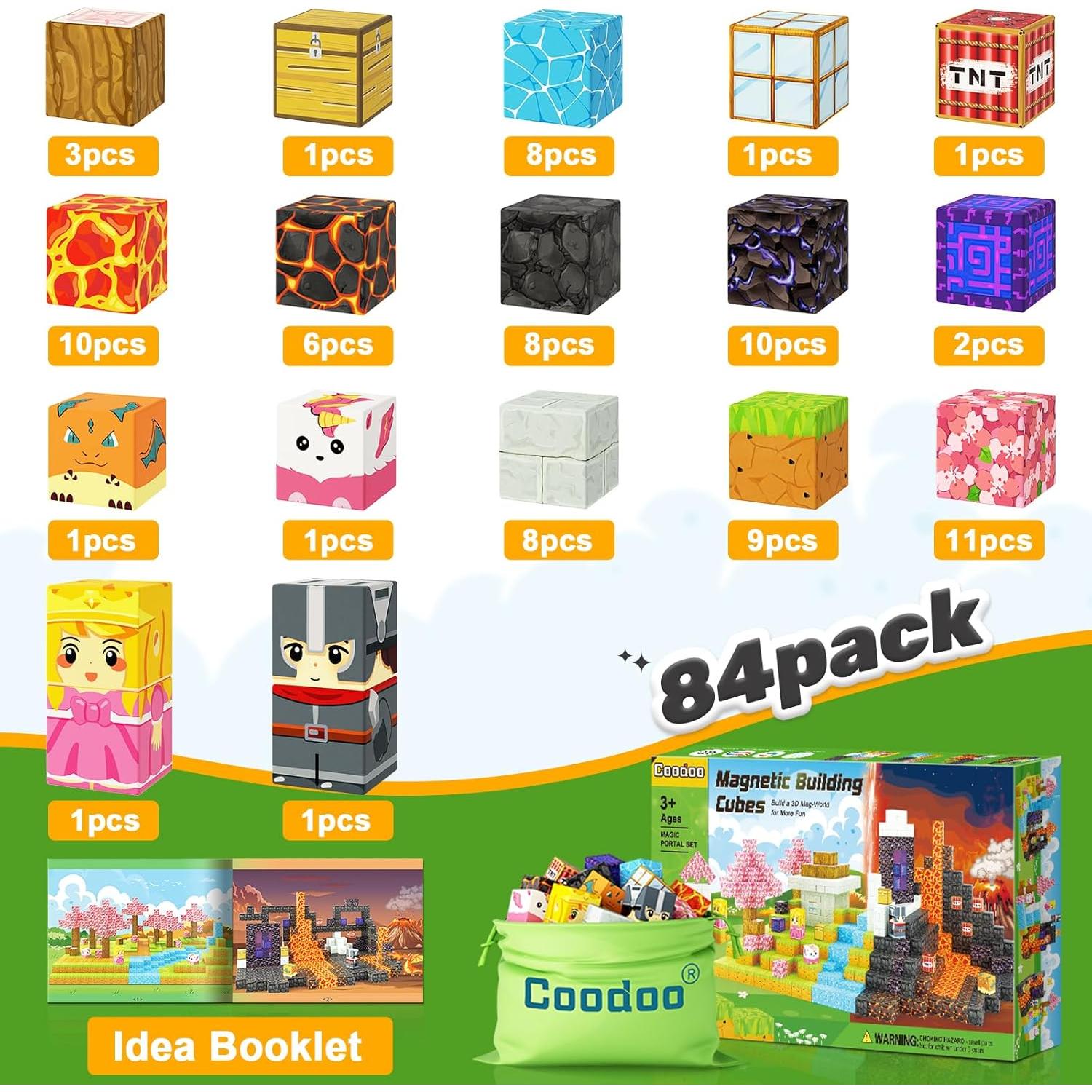 Bloques Magnéticos Coodoo 84 Piezas Juguete Sensorial 3+