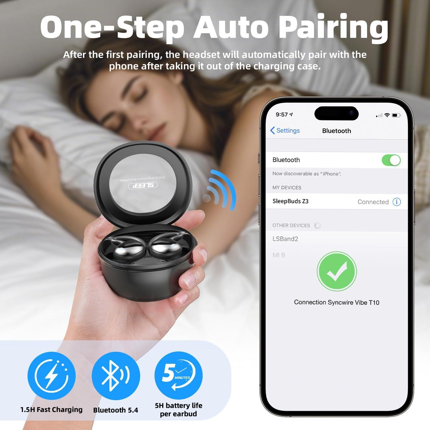 Auriculares Inalámbricos Mykindult S Z3 para Dormir - Bluetooth 5.4