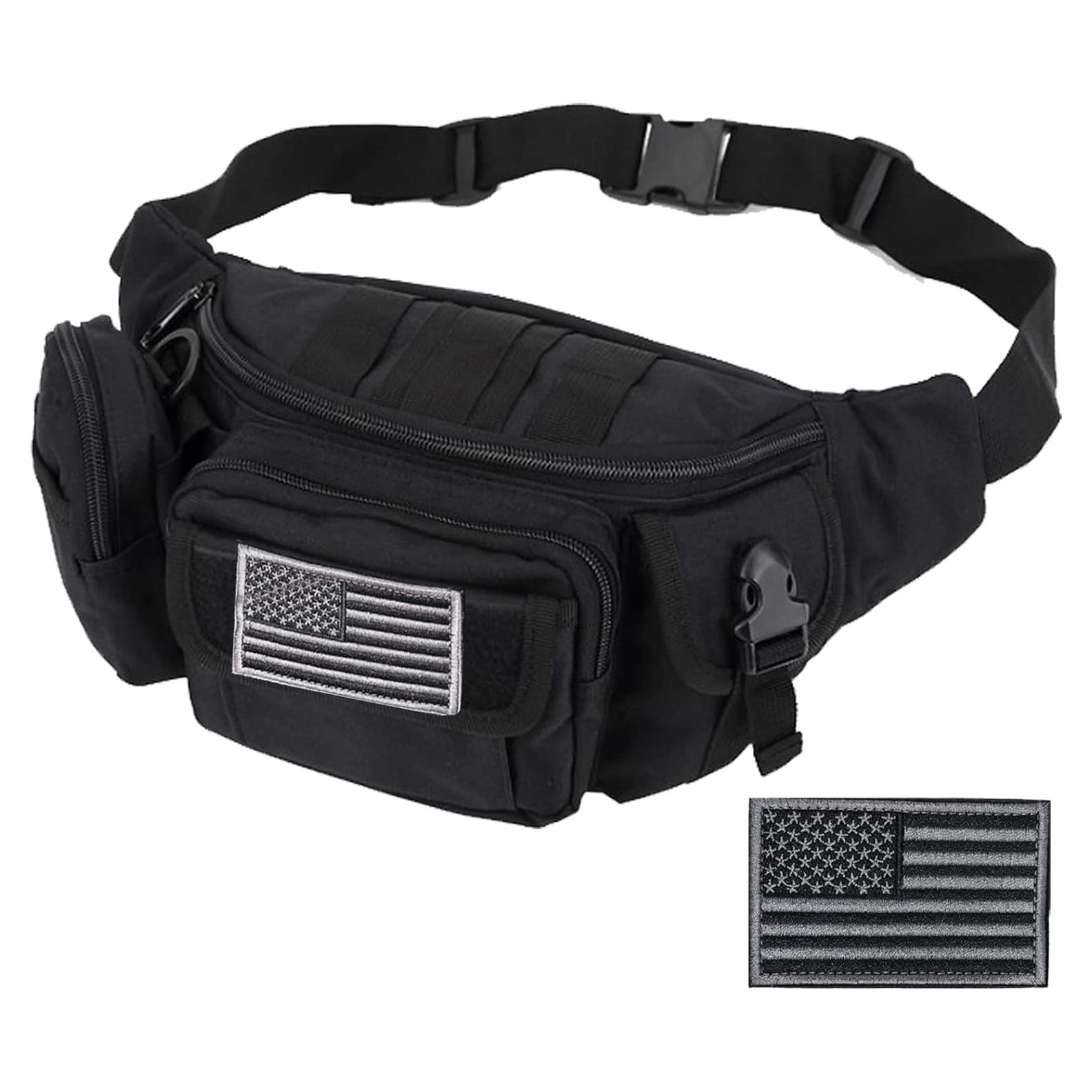 Mochila Fanny Táctica Meprona Negra 35.6x15.2cm para Senderismo