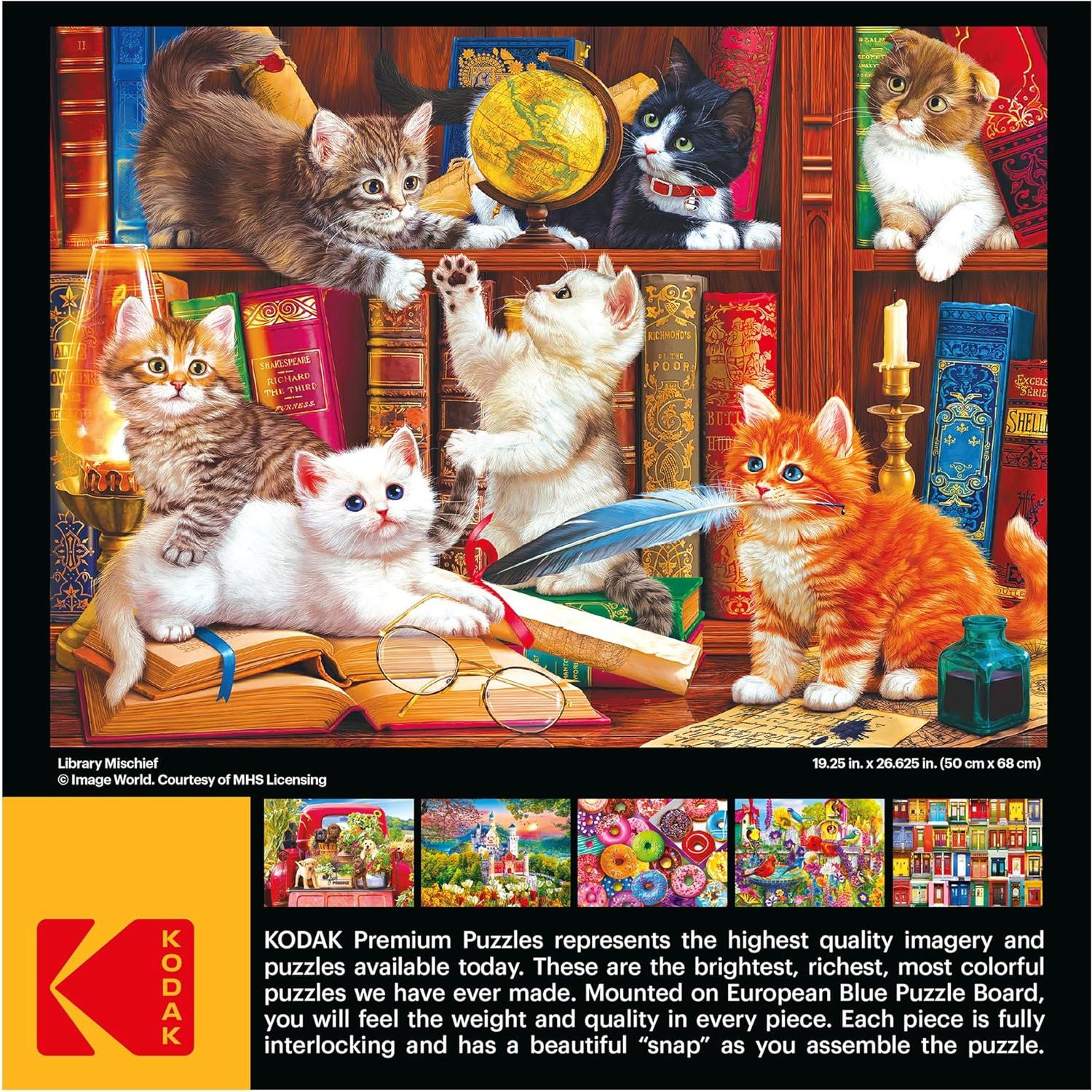 Rompecabezas Kodak Premium 1000 Piezas Gatitos Biblioteca