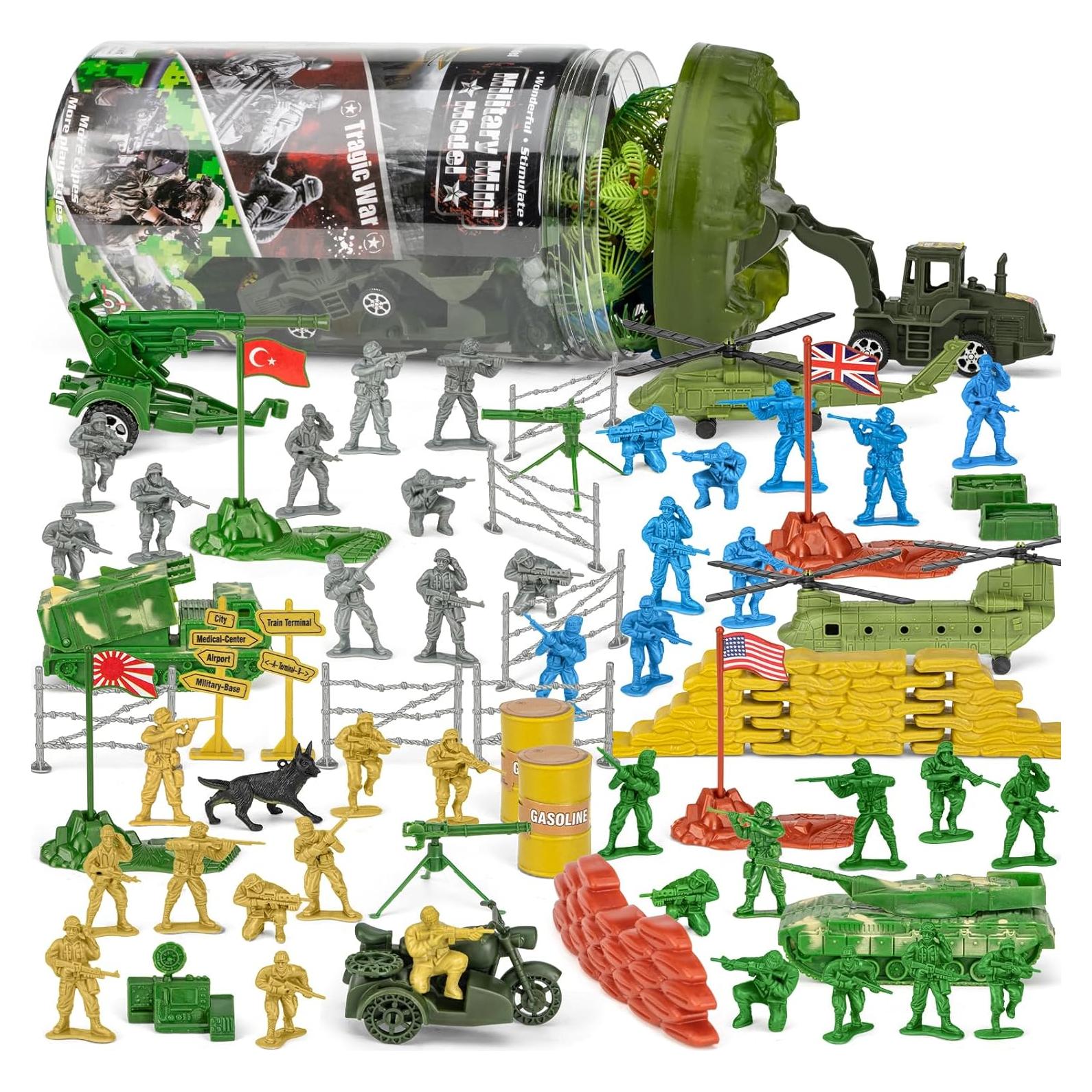 Conjunto 100 Soldados de Juguete Jielun con Accesorios