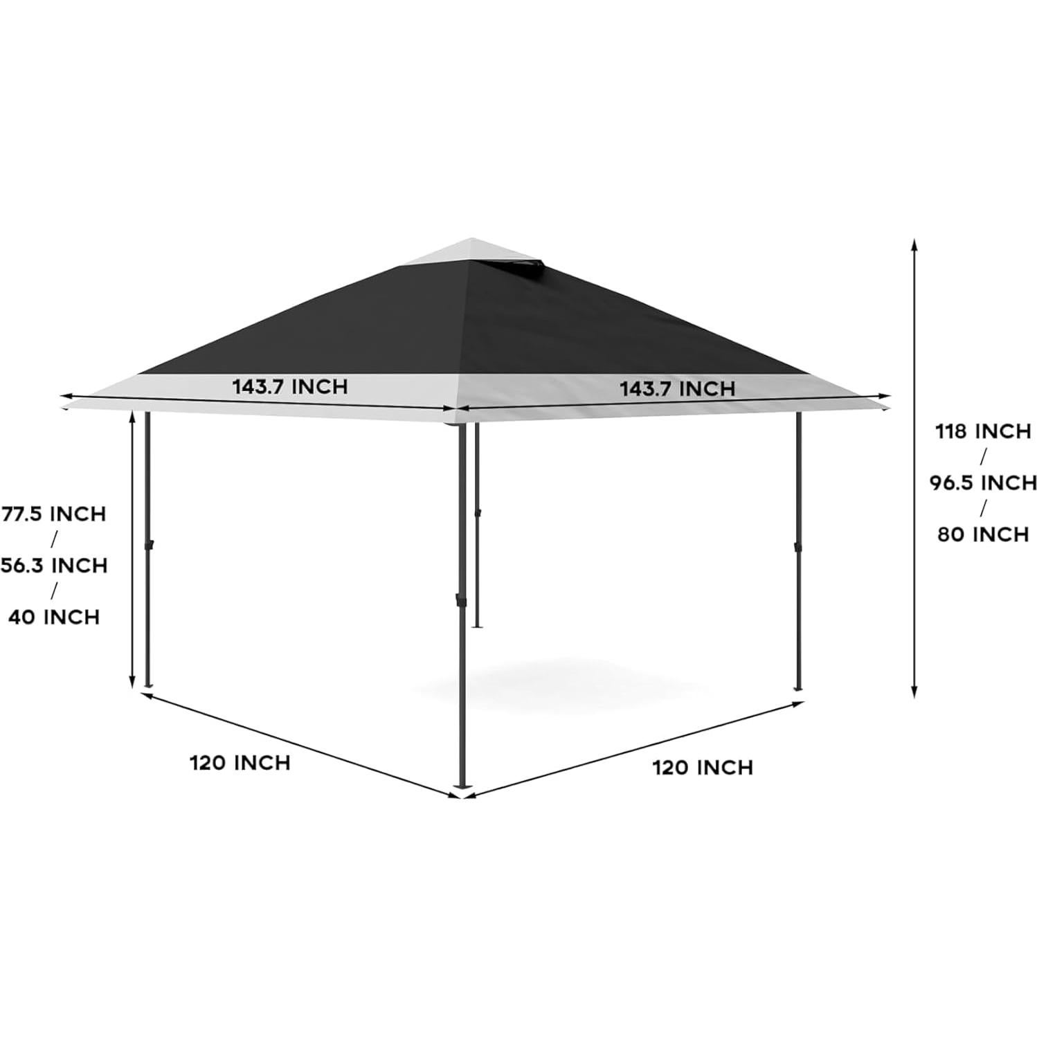 Gazebo Pop Up PeakPursuit 3.96x3.96m Gris con Mosquitera