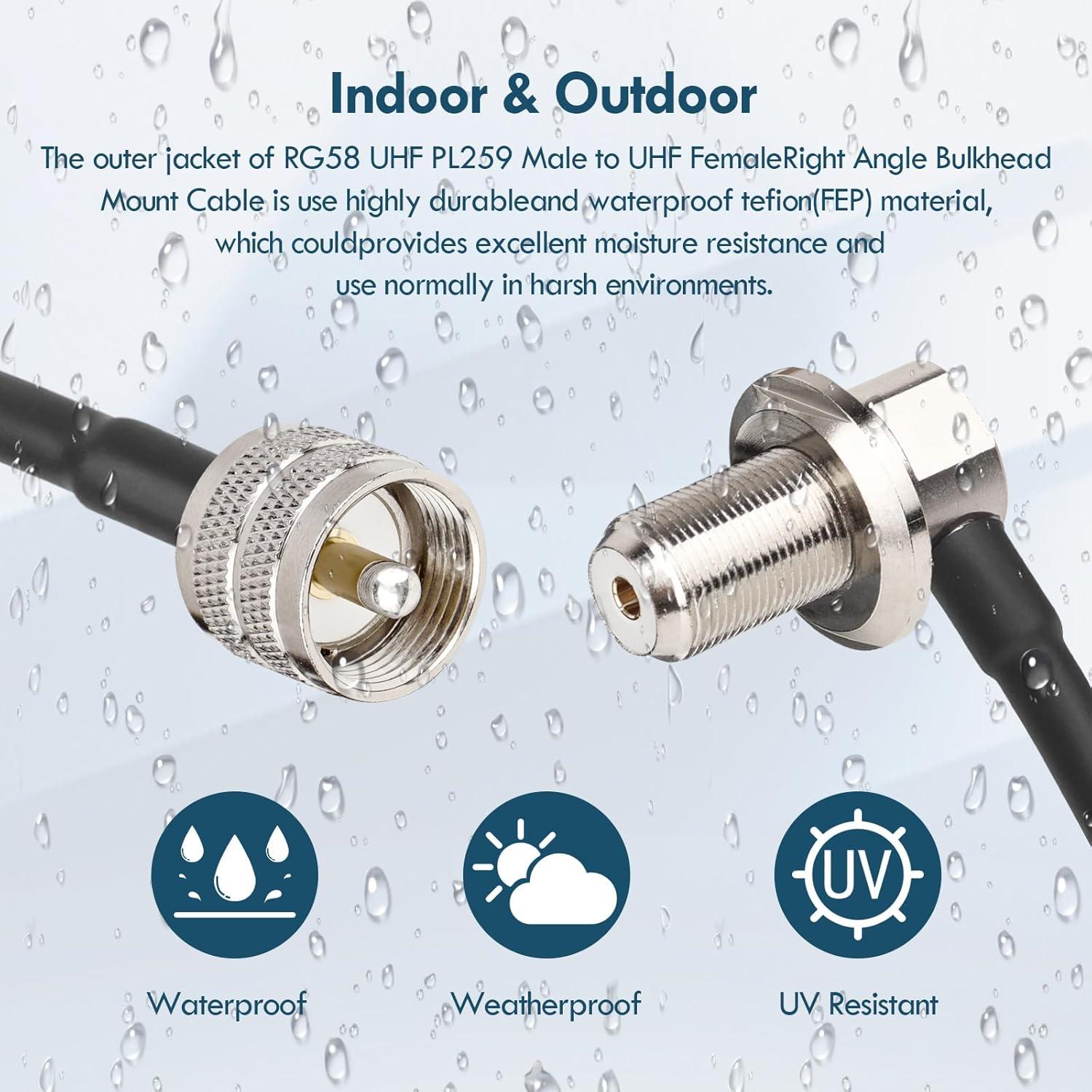 Cable Coaxial RG58 UHF PL259 Macho a SO239 Hembra 1.83m