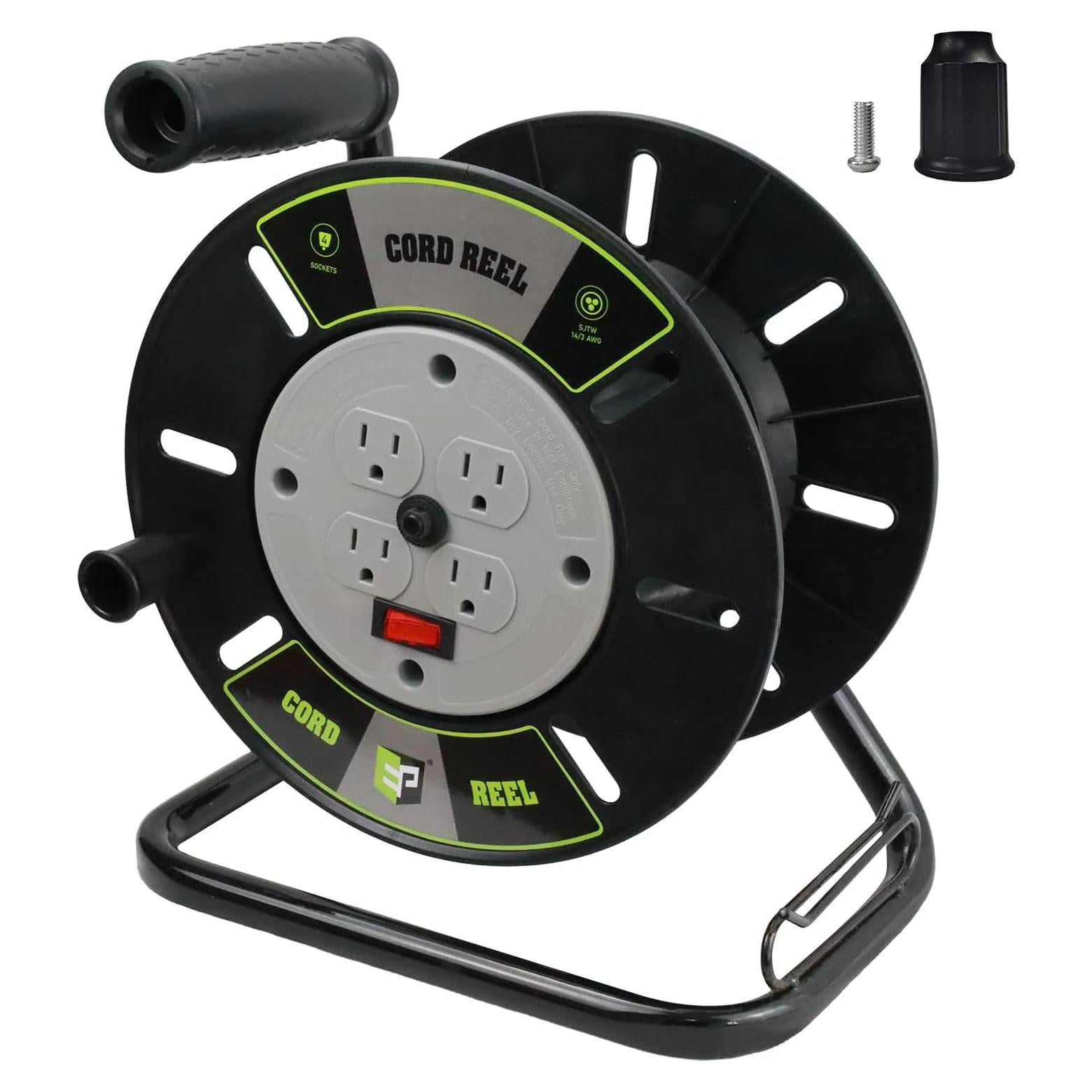 Carrete de Almacenamiento de Cable EP 4 Salidas 30.48m Manual