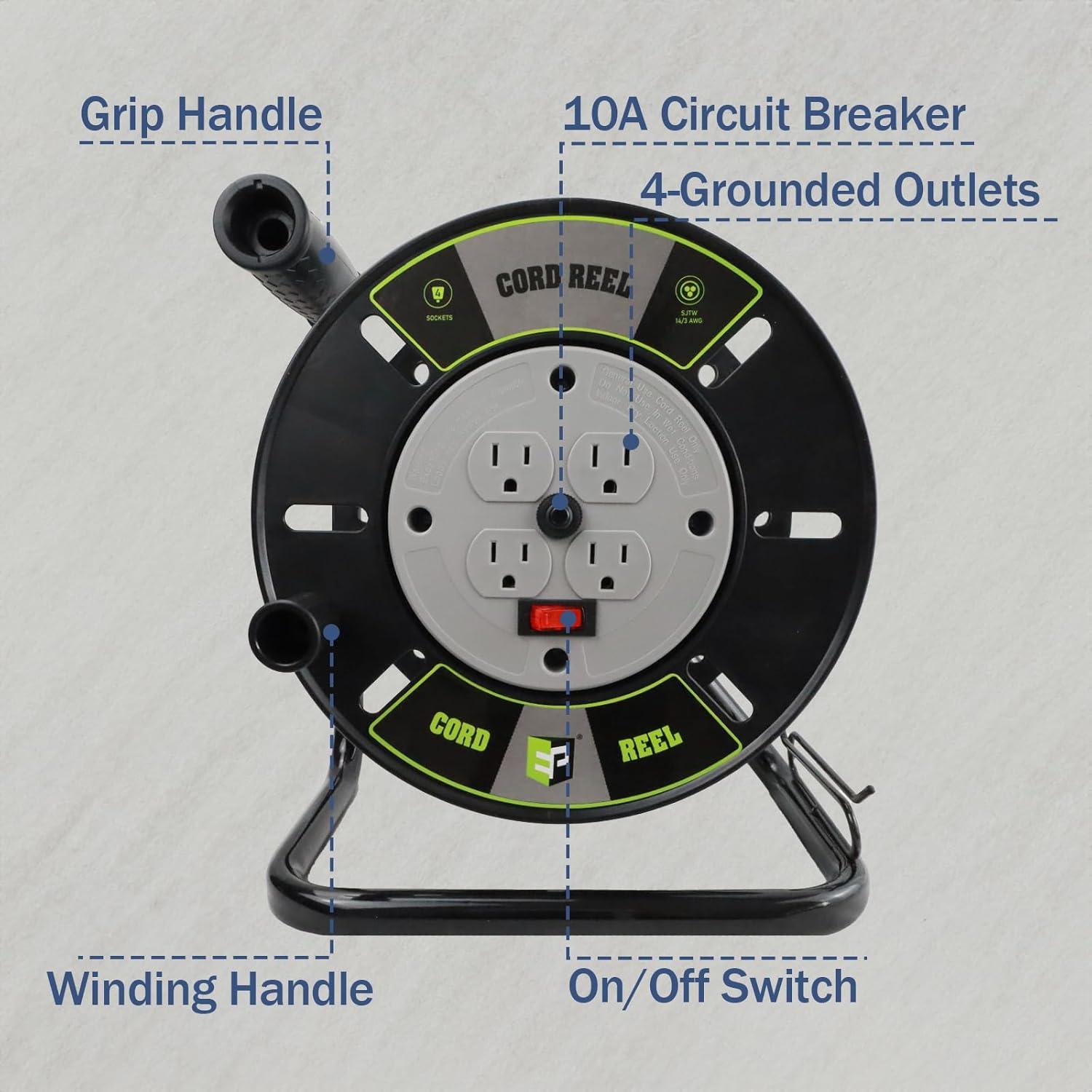 Carrete de Almacenamiento de Cable EP 4 Salidas 30.48m Manual