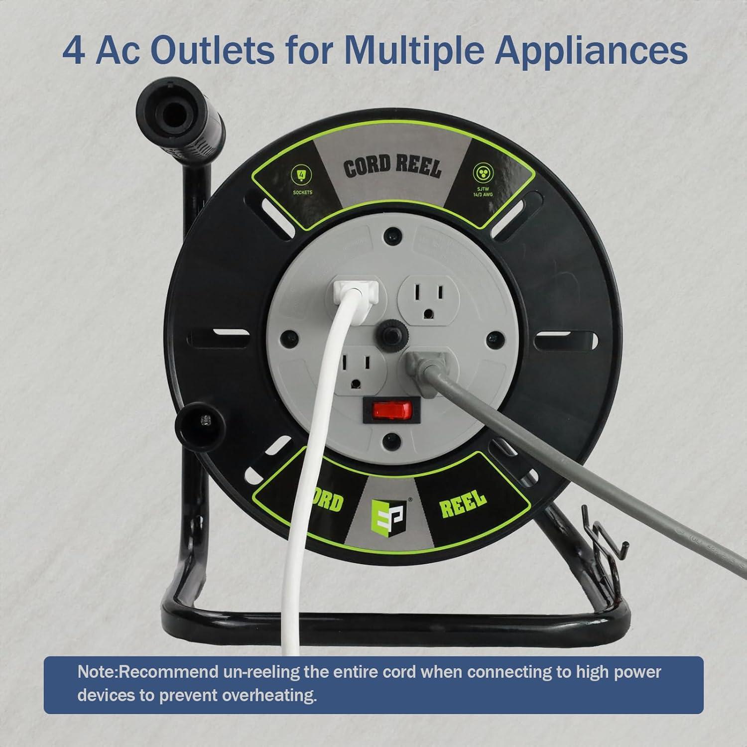 Carrete de Almacenamiento de Cable EP 4 Salidas 30.48m Manual