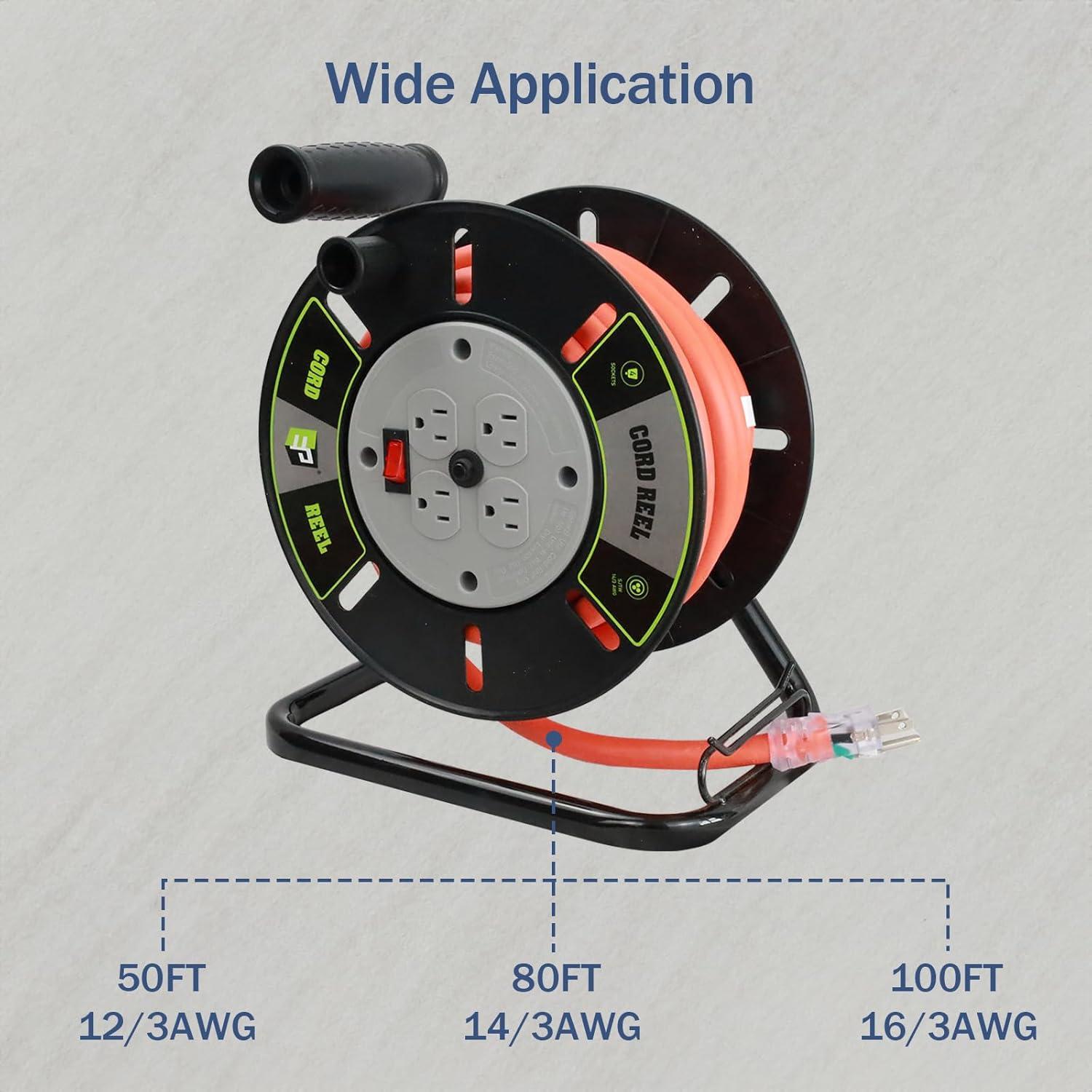 Carrete de Almacenamiento de Cable EP 4 Salidas 30.48m Manual
