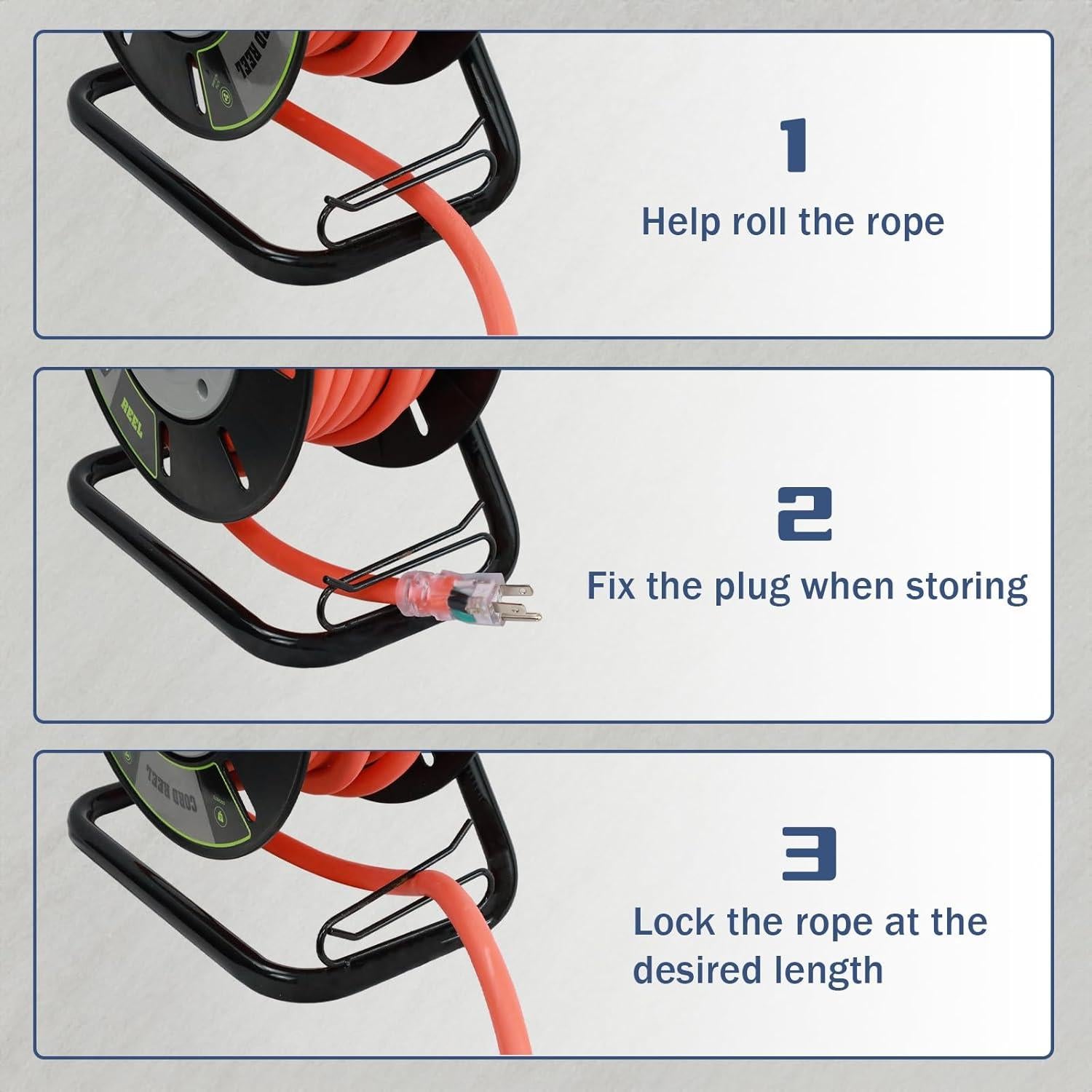 Carrete de Almacenamiento de Cable EP 4 Salidas 30.48m Manual