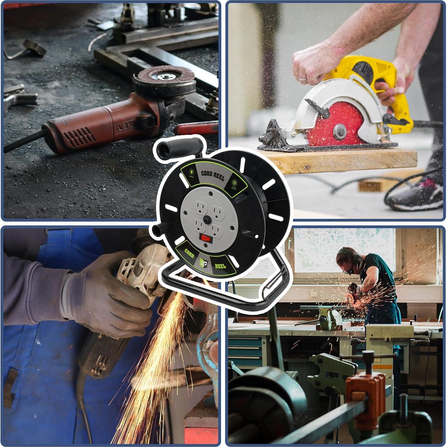 Carrete de Almacenamiento de Cable EP 4 Salidas 30.48m Manual