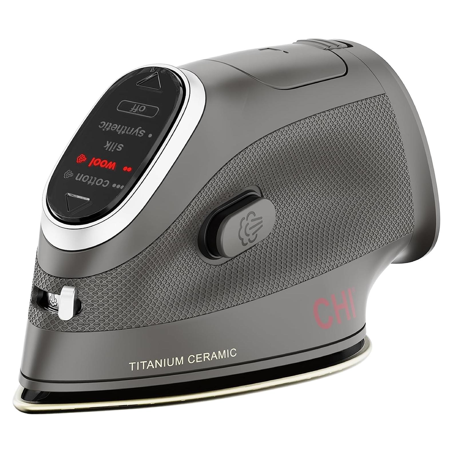 Plancha Mini de Vapor CHI 1000W Cerámica Titanio Negro