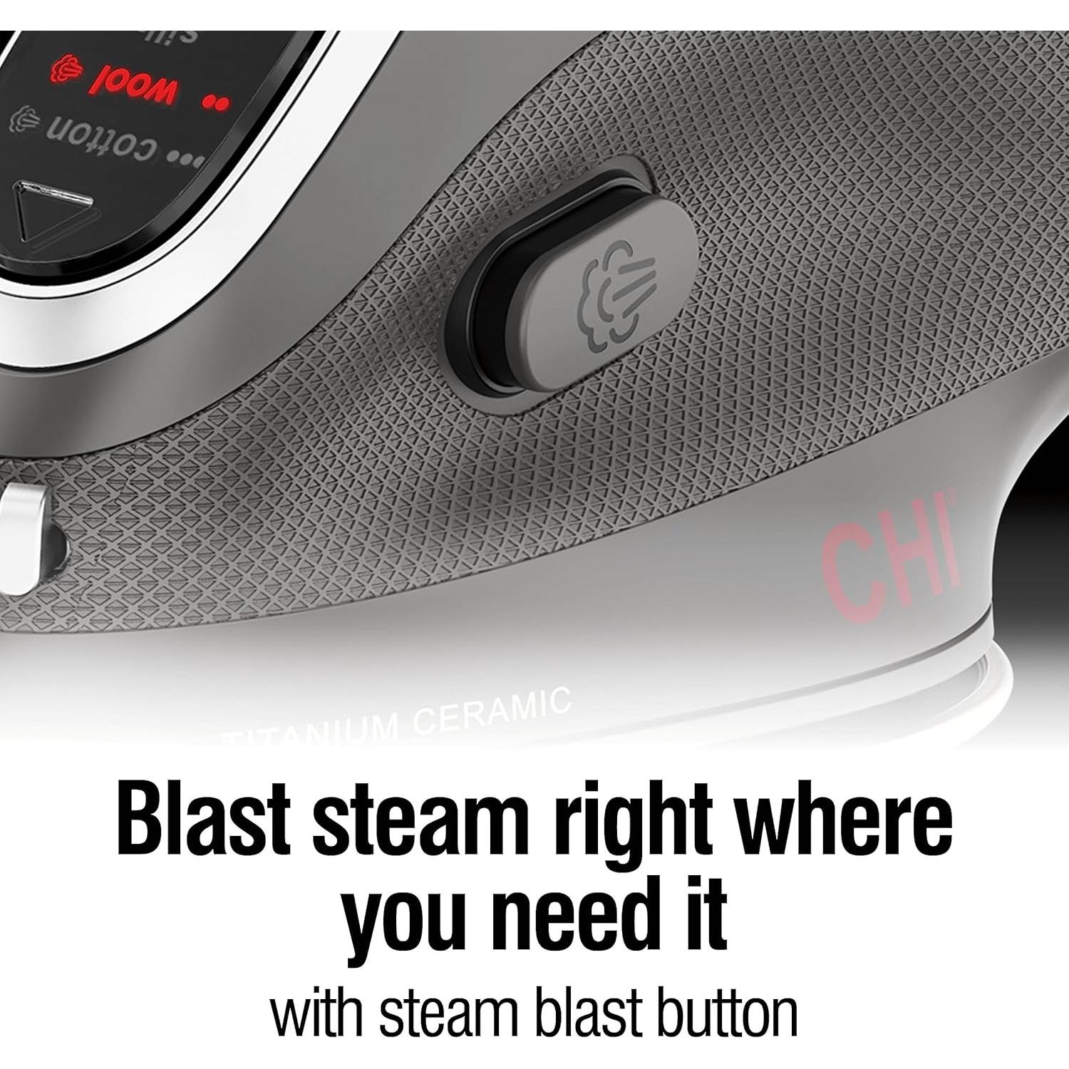 Plancha Mini de Vapor CHI 1000W Cerámica Titanio Negro