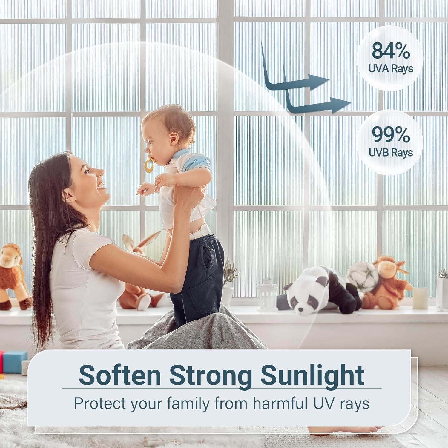 Película de Privacidad Rabbitgoo Estriada 44.5x199.5cm Vinilo