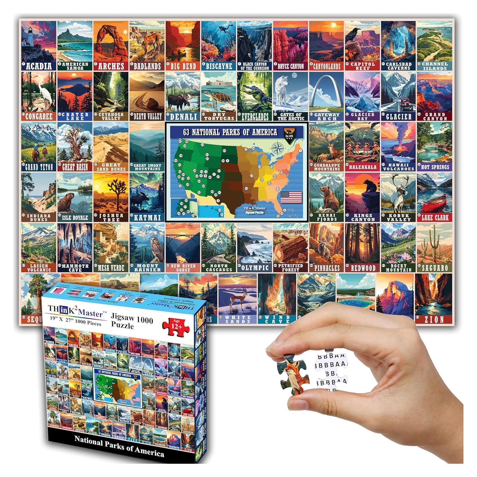 Rompecabezas Think2Master 1000 Piezas Parques Nacionales 68 cm