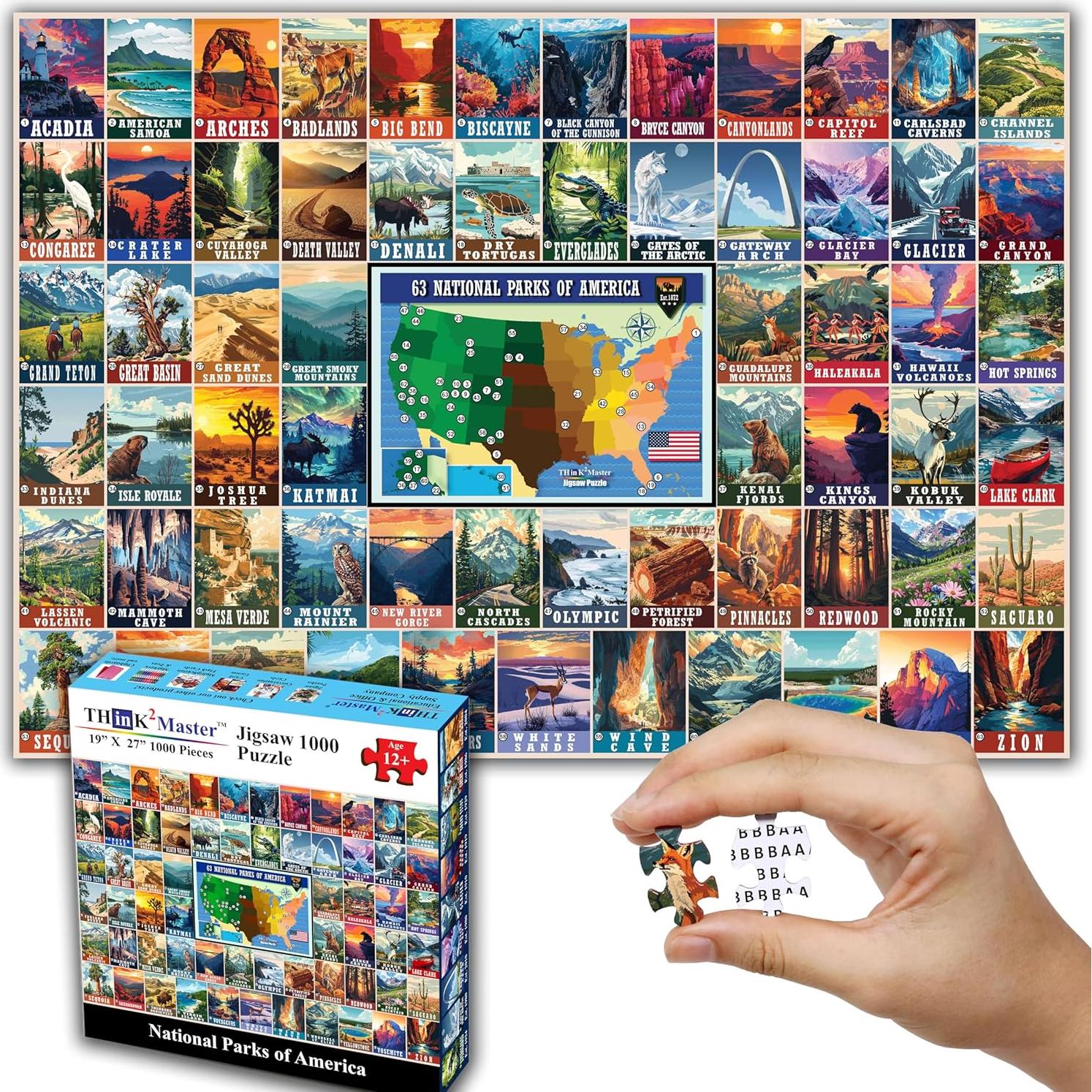 Rompecabezas Think2Master 1000 Piezas Parques Nacionales 68 cm