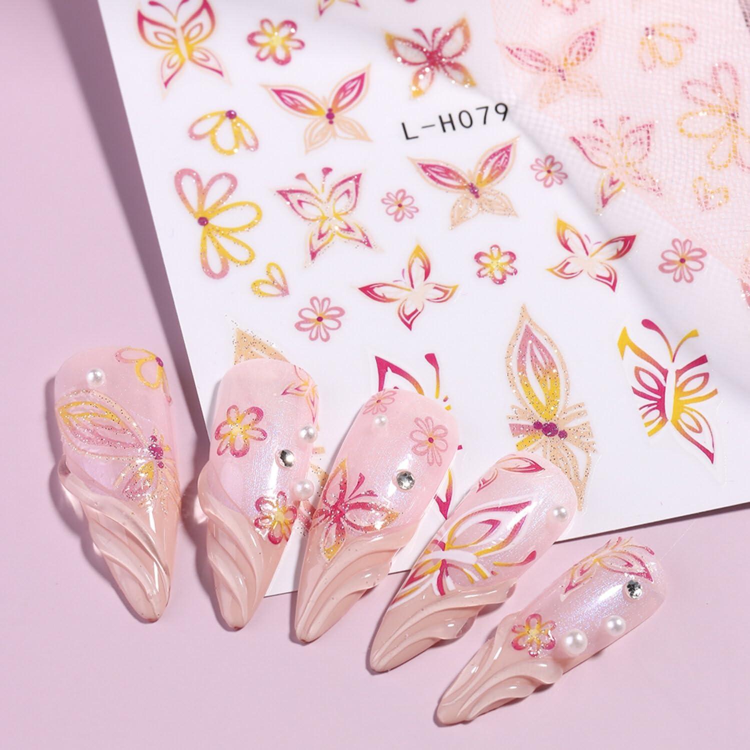 Calcomanías para Uñas MIXFOSAHN 3D Florales Coloridas 7 Hojas