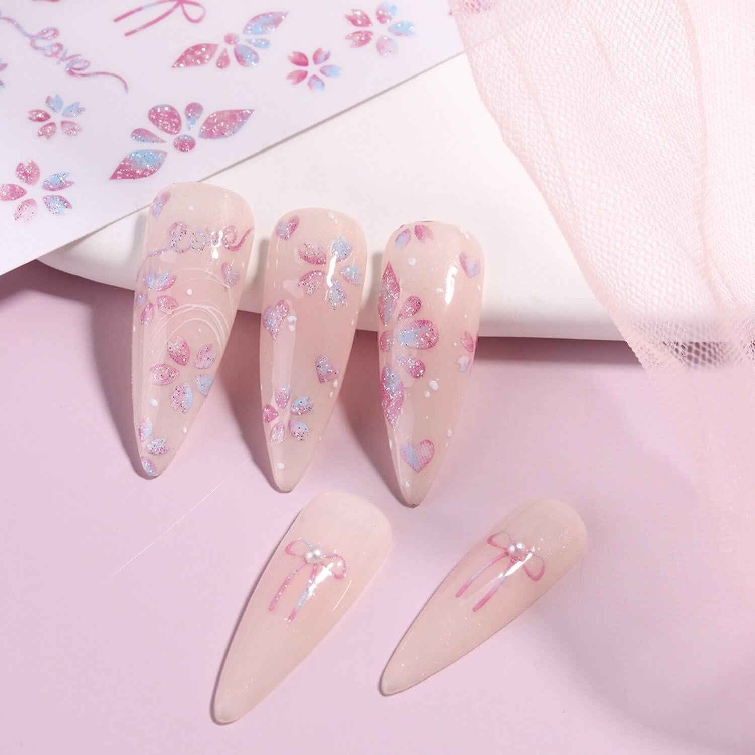 Calcomanías para Uñas MIXFOSAHN 3D Florales Coloridas 7 Hojas