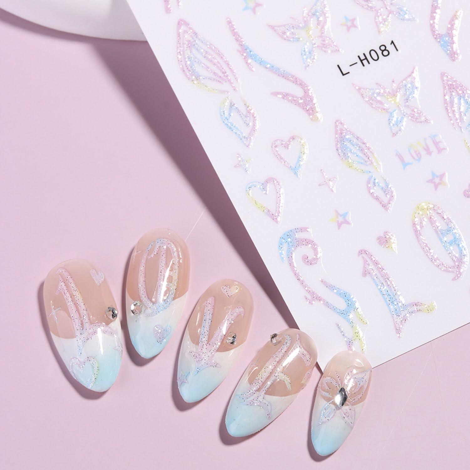 Calcomanías para Uñas MIXFOSAHN 3D Florales Coloridas 7 Hojas