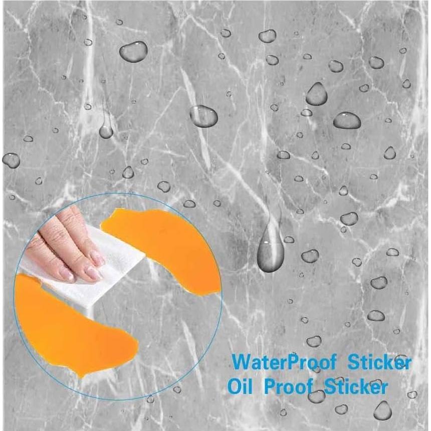 10 Hojas Azulejo Autoadhesivo PVC Mármol Gris 30.48x30.48cm