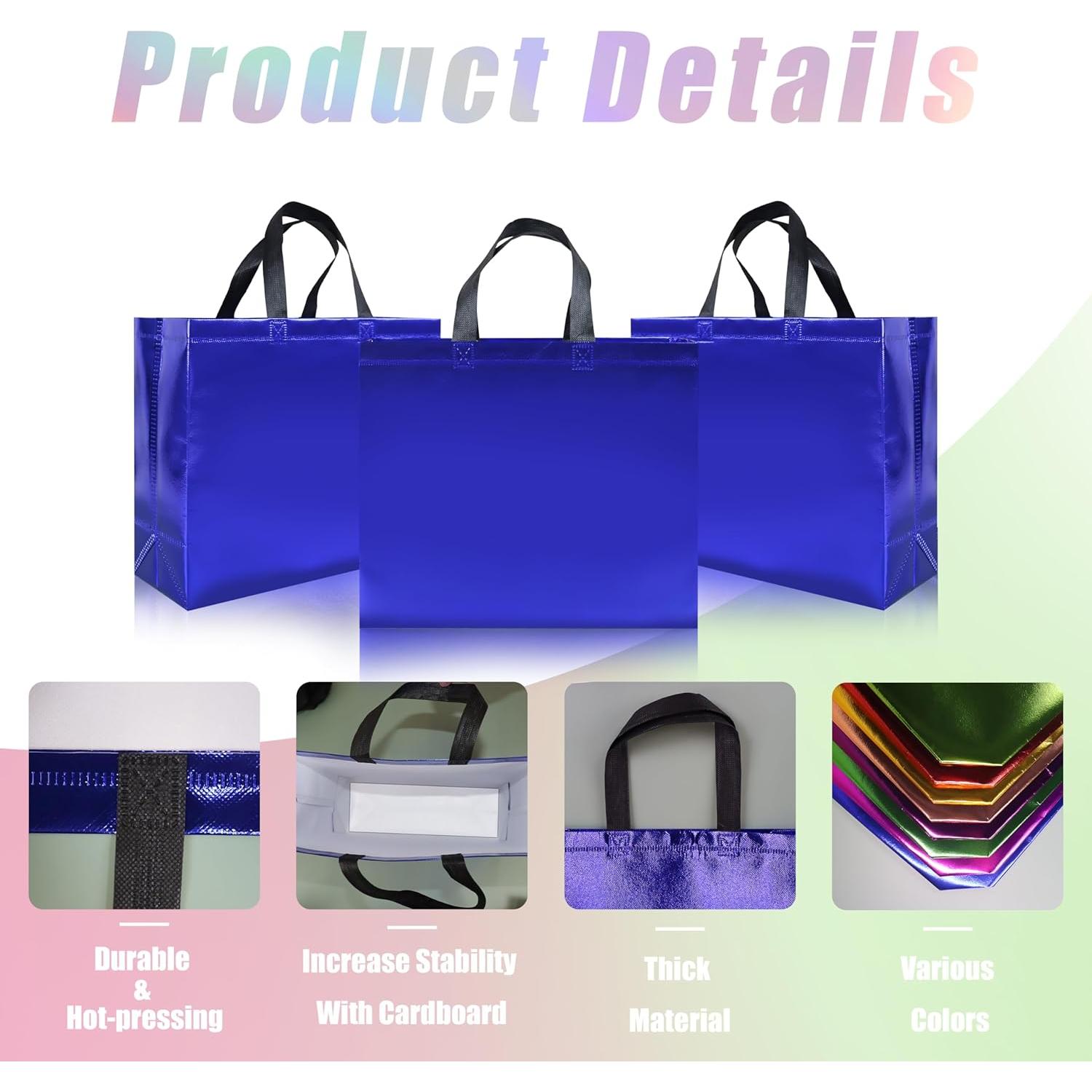 15 Bolsas de Regalo Reutilizables Azules Cabzymx 32x12x28 cm