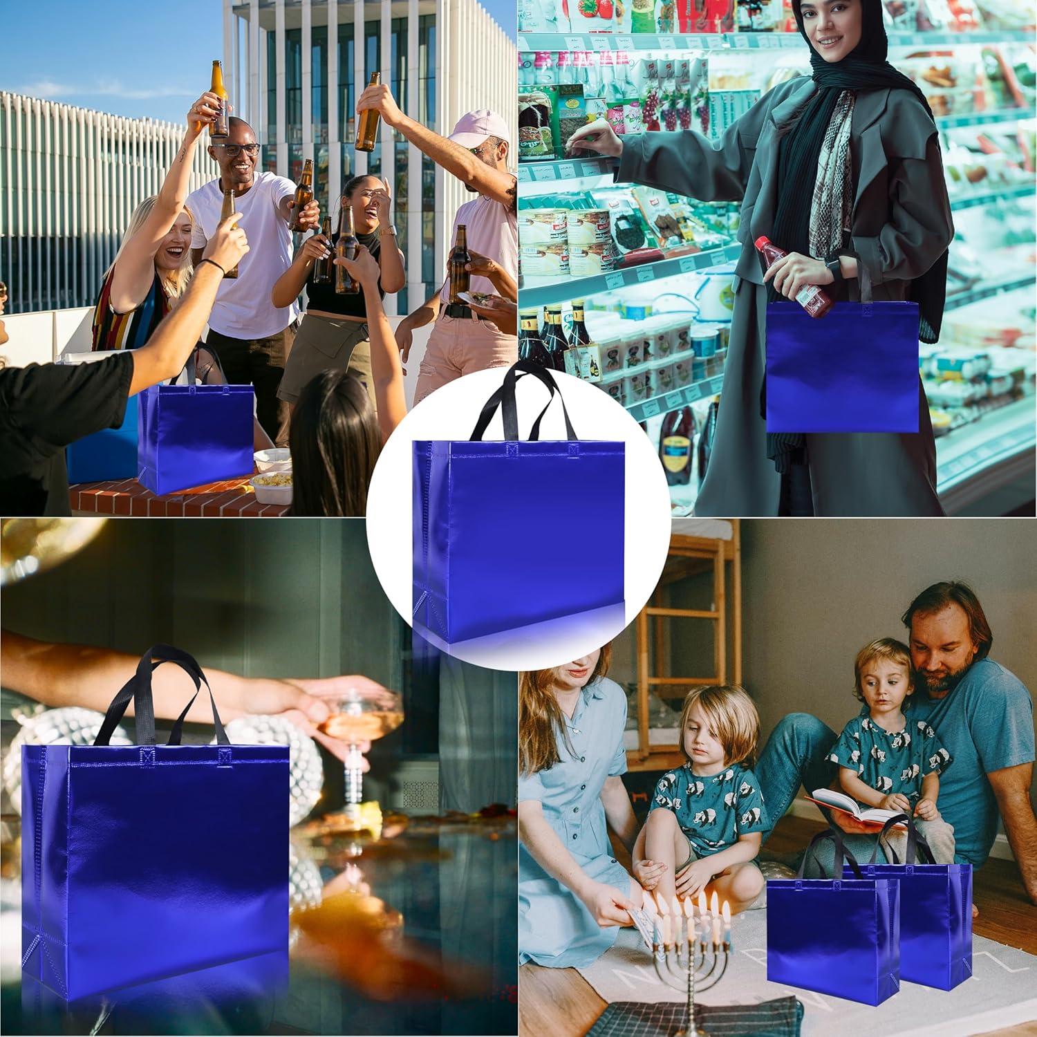 15 Bolsas de Regalo Reutilizables Azules Cabzymx 32x12x28 cm