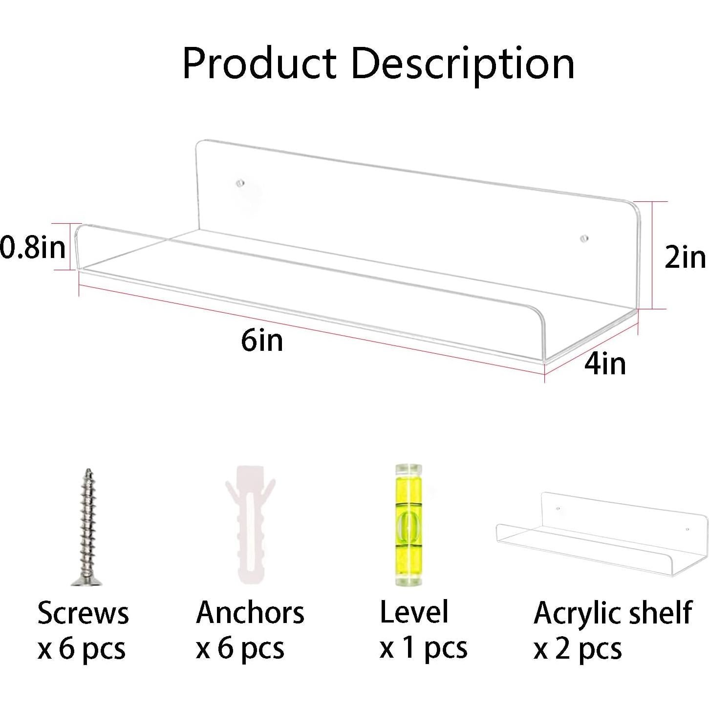 Estantes Acrílicos Flotantes TONICE 2 Piezas 15.24cm
