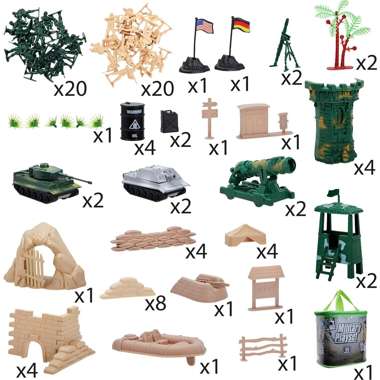 Juego de Soldados de Plástico Juvale - 100 Piezas Militares