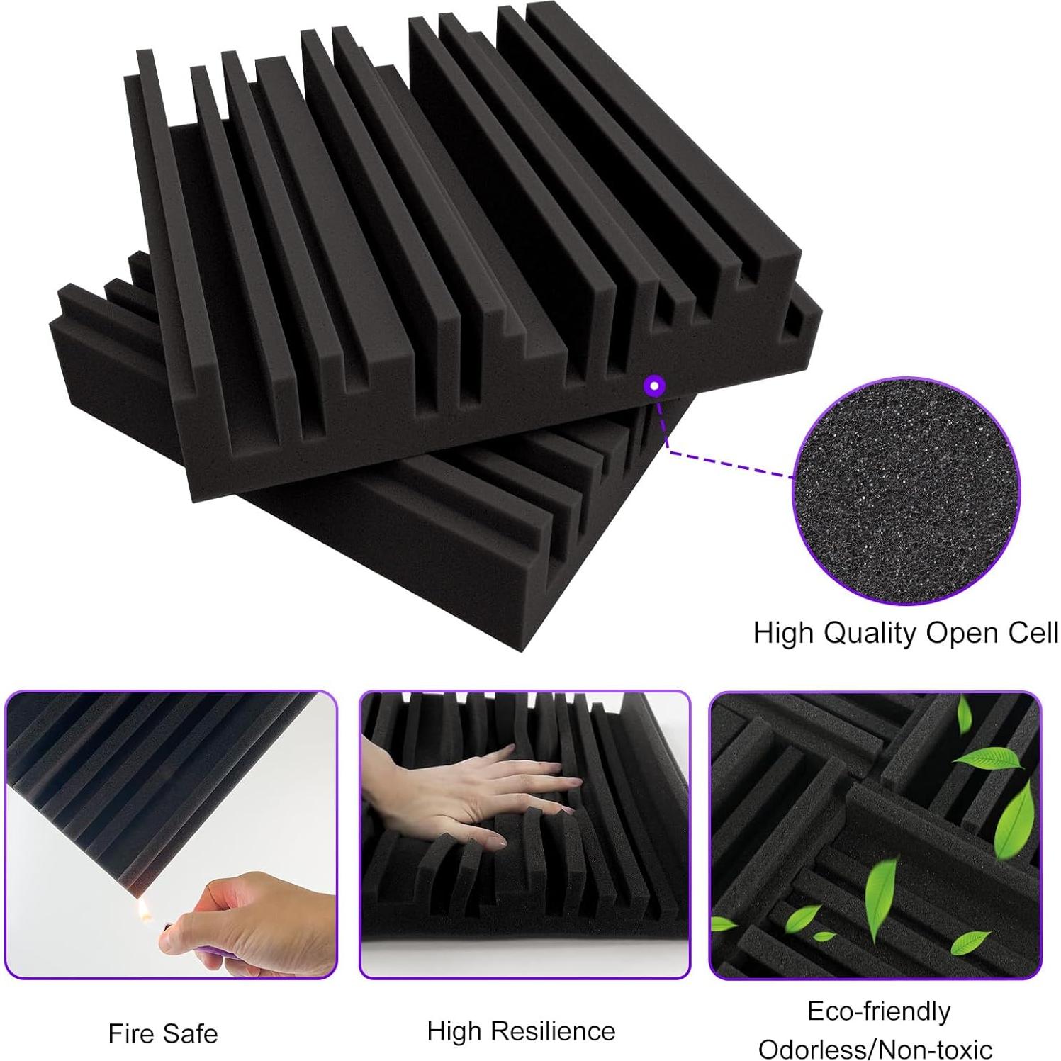 Paneles Acústicos TroyStudio 6 Pcs 30.48x30.48 cm Negro