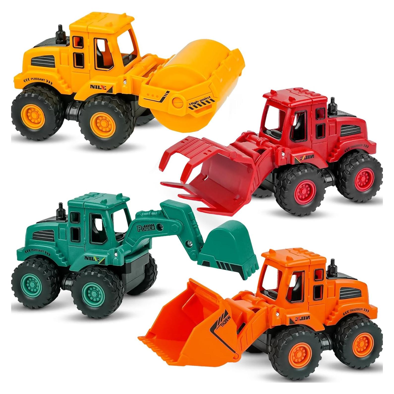 Juguetes de Construcción Beestech Camiones Fricción 4 Piezas