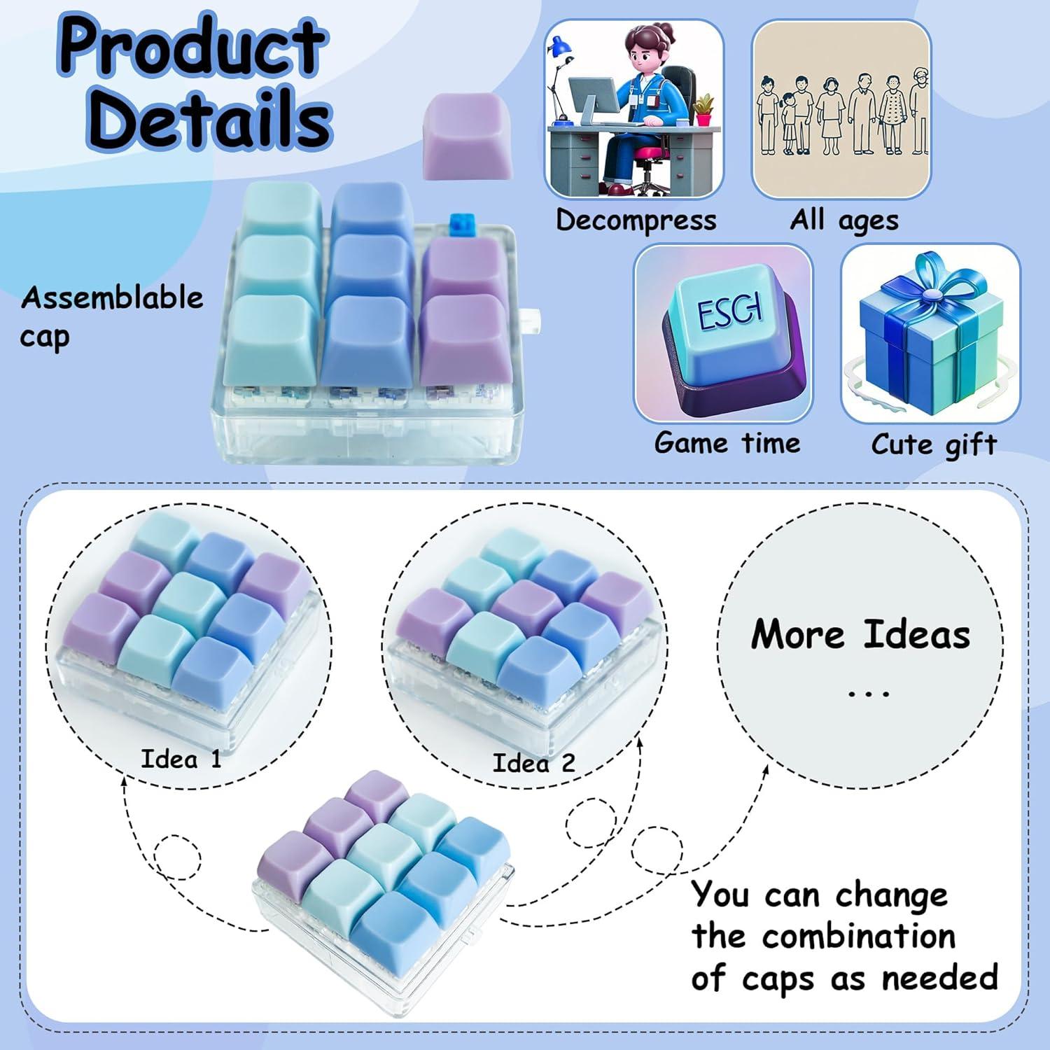 Juguete Antiestrés de Teclado 9-en-1 XiawaLangzhuo - Azul Púrpura