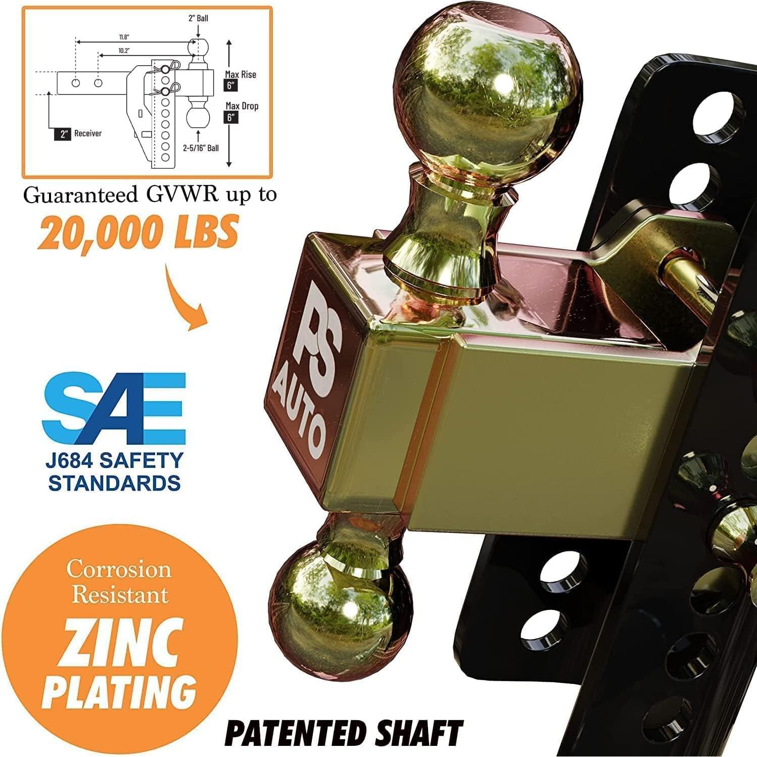 Enganche de Remolque Ajustable PSAUTO 20,000 lbs 6" Caída