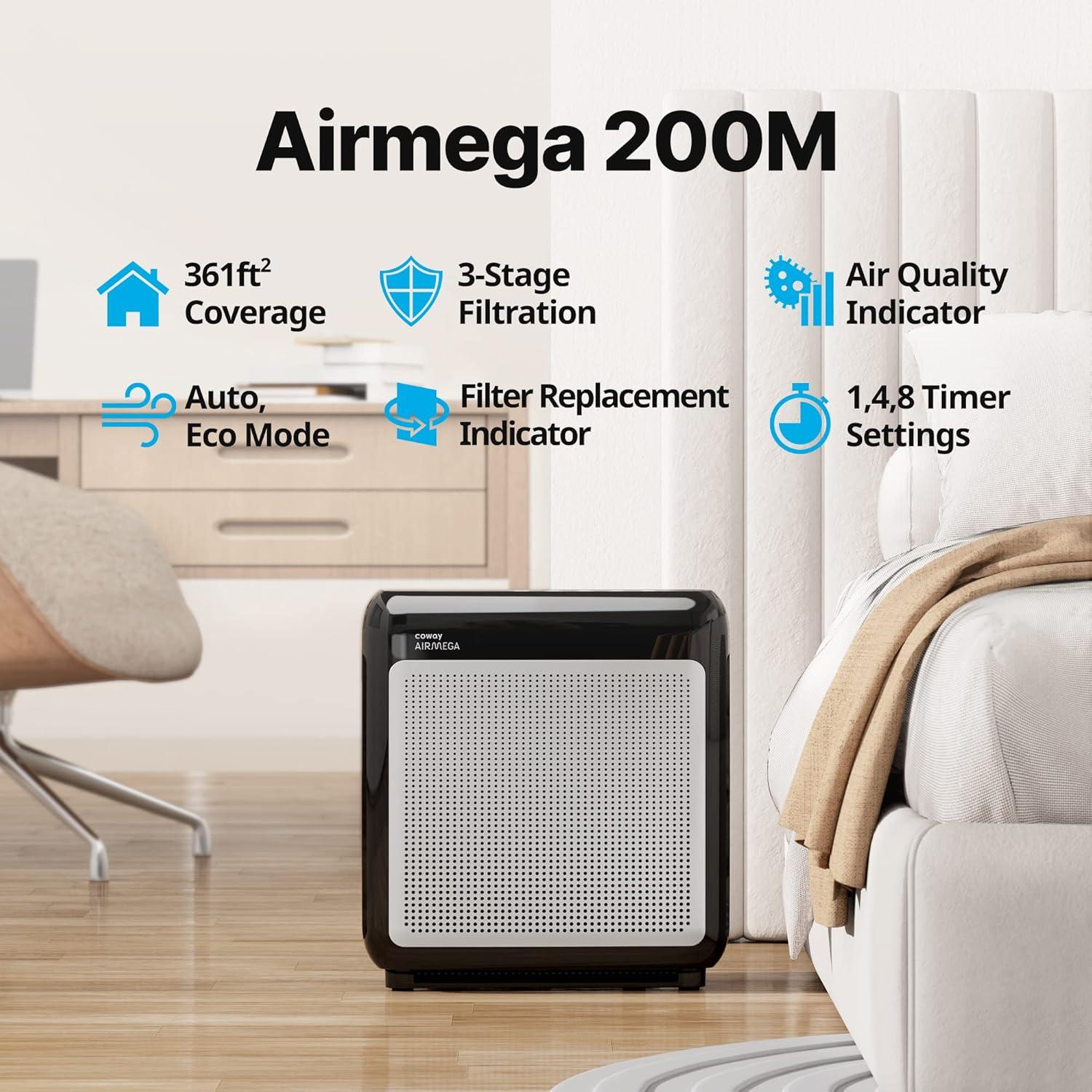 Purificador de Aire Coway AIRMEGA 200M HEPA 33.5m² Negro