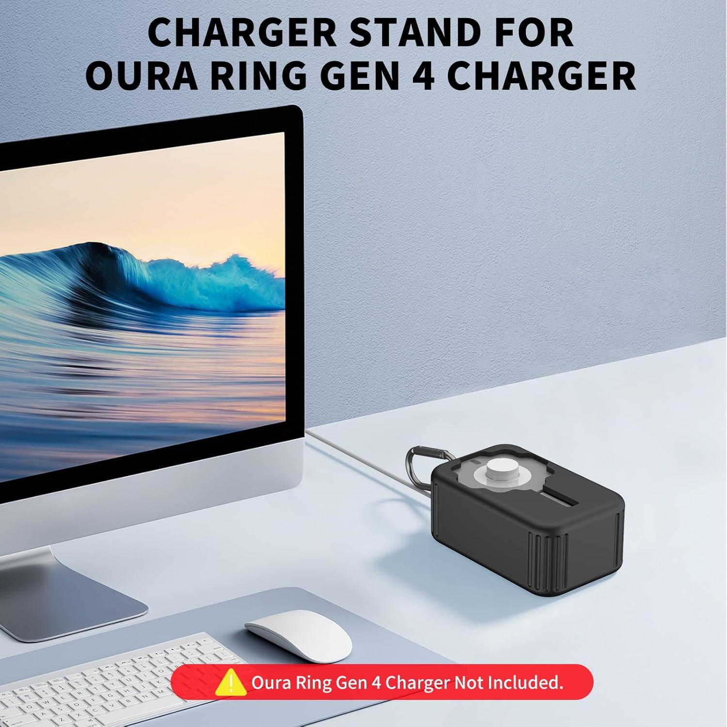 Cubierta Protectora de Silicona para Cargador Oura Gen 4 - Negro