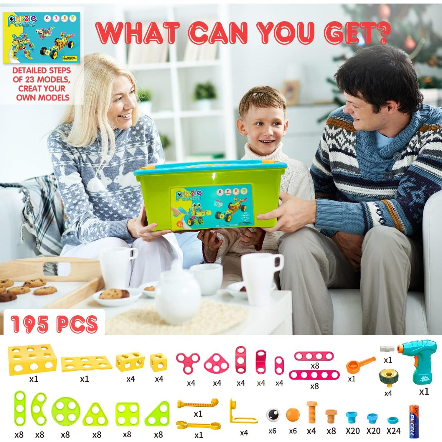 NXONE Juguetes Educativos STEM 195 Piezas para Niños 3-10 Años